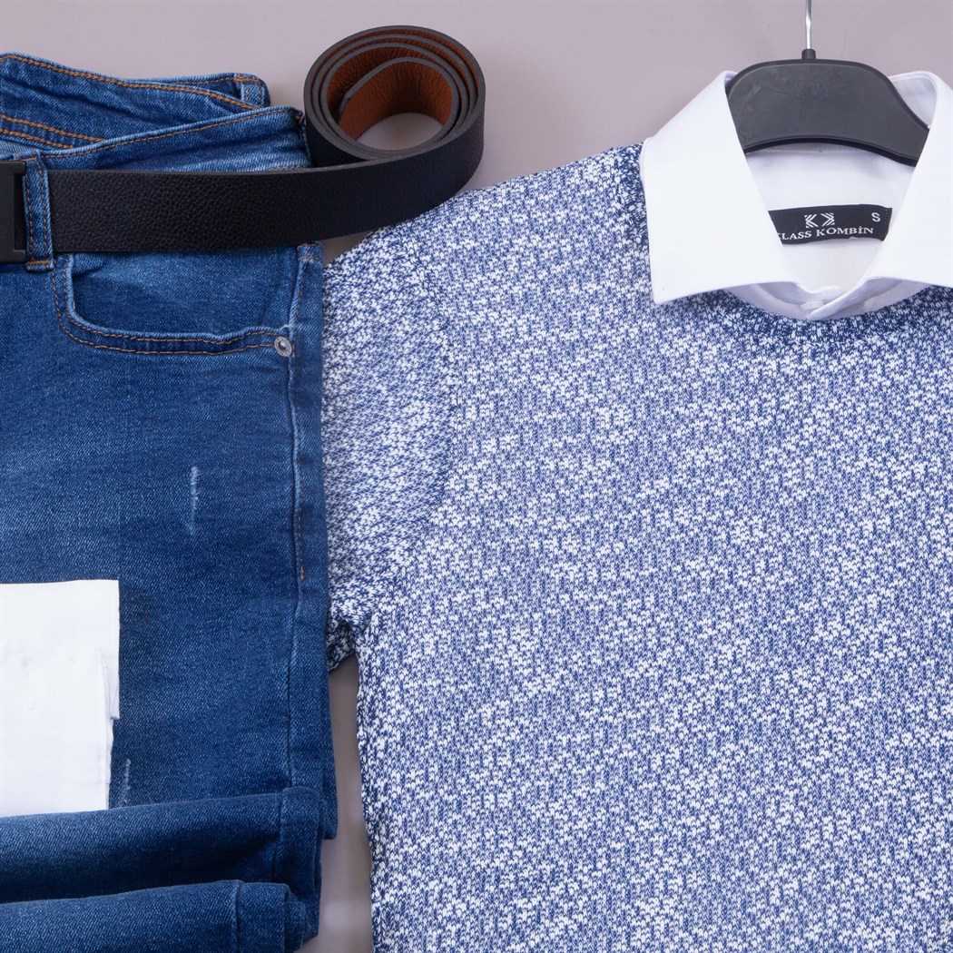 Beyaz Gömlek Mavi Kazak Pantolon Bot Kombin