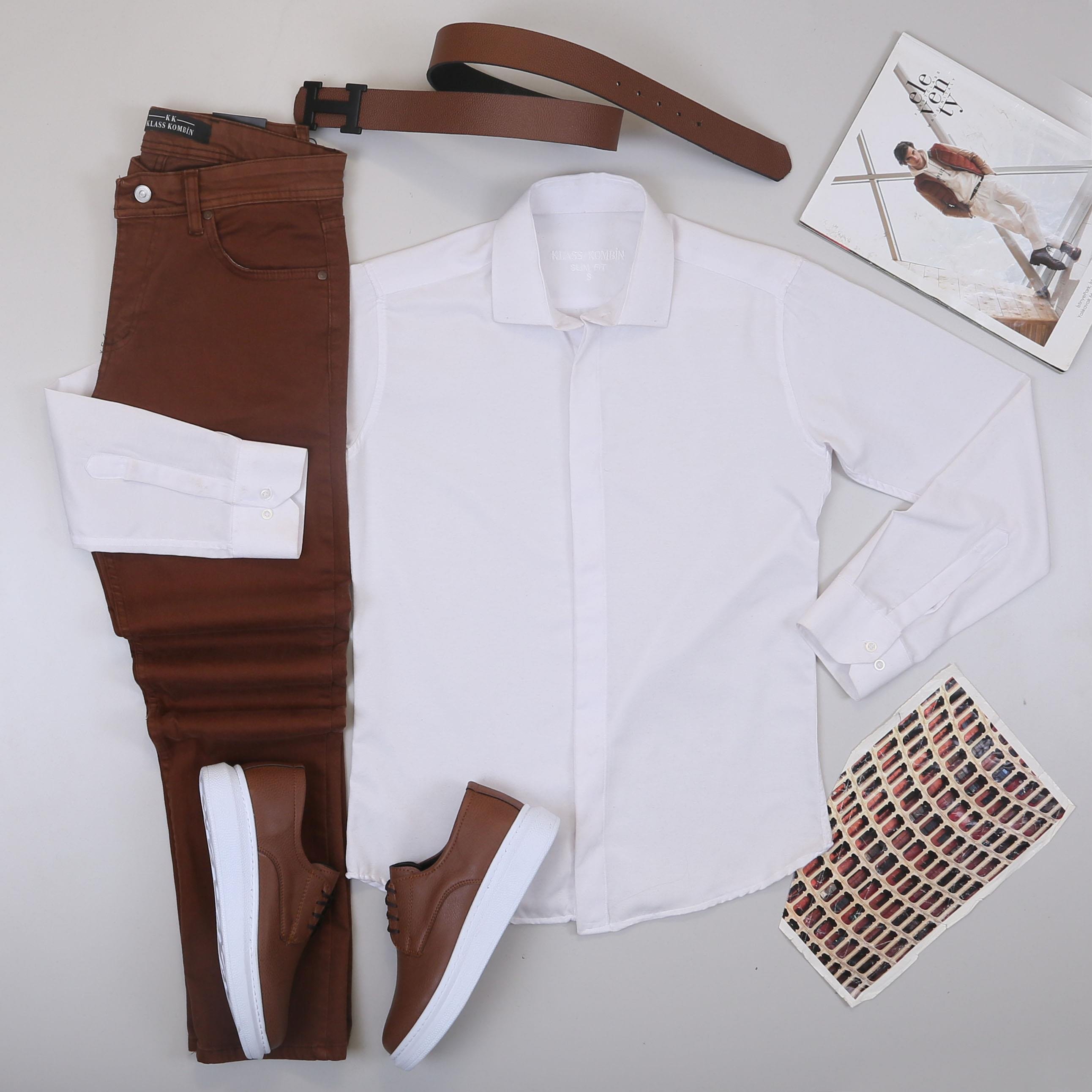 Beyaz Gömlek Pantolon Ayakkabı Kombin