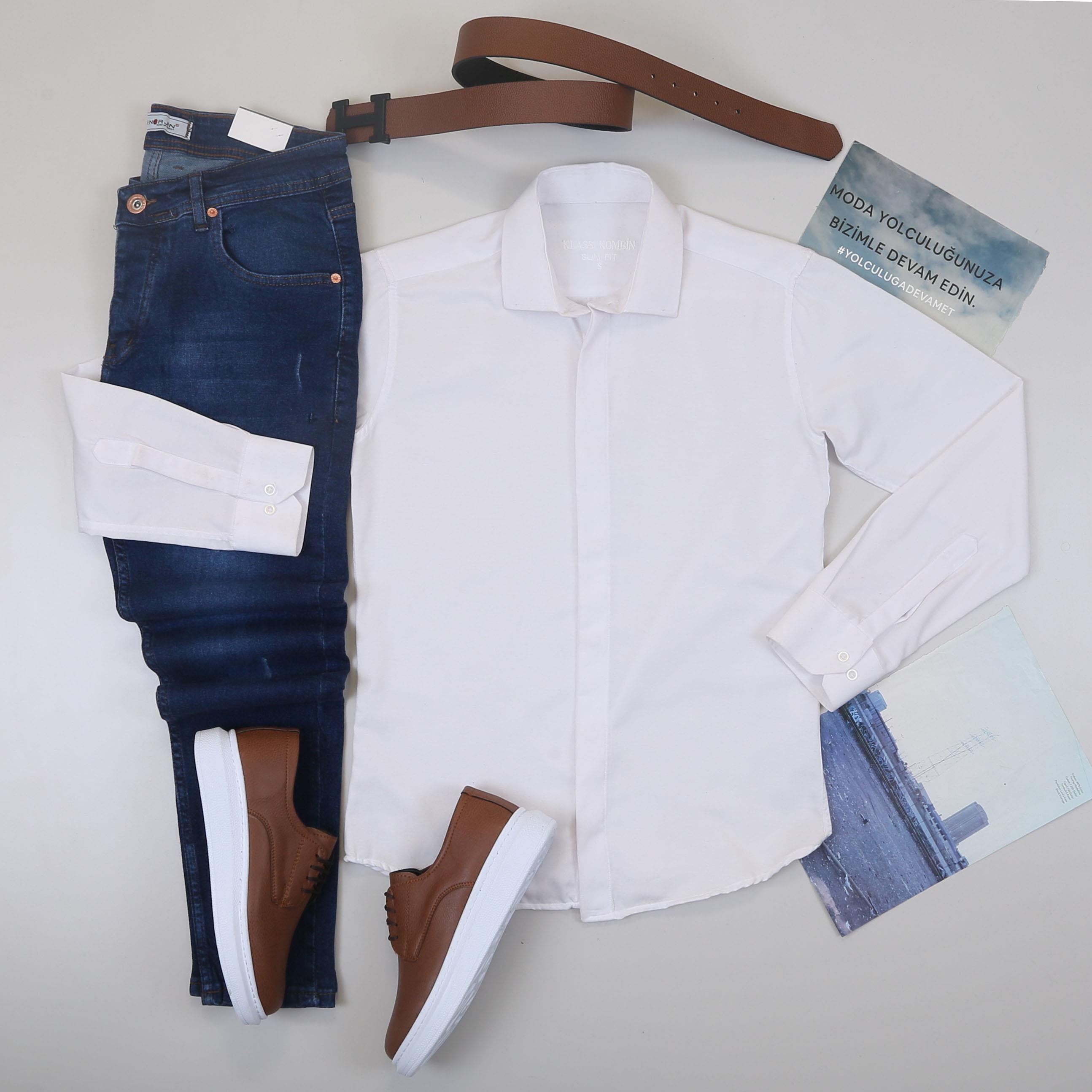 Beyaz Gömlek Pantolon Ayakkabı Kombin