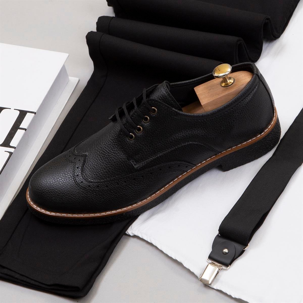 Beyaz Gömlek Pantolon Papyon Askı Ayakkabı Kombin