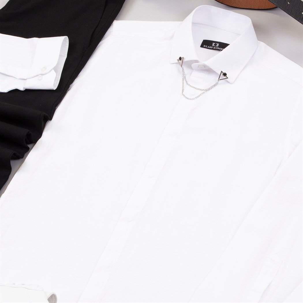 Beyaz Gömlek Siyah Kumaş Pantolon Ayakkabı Kombin