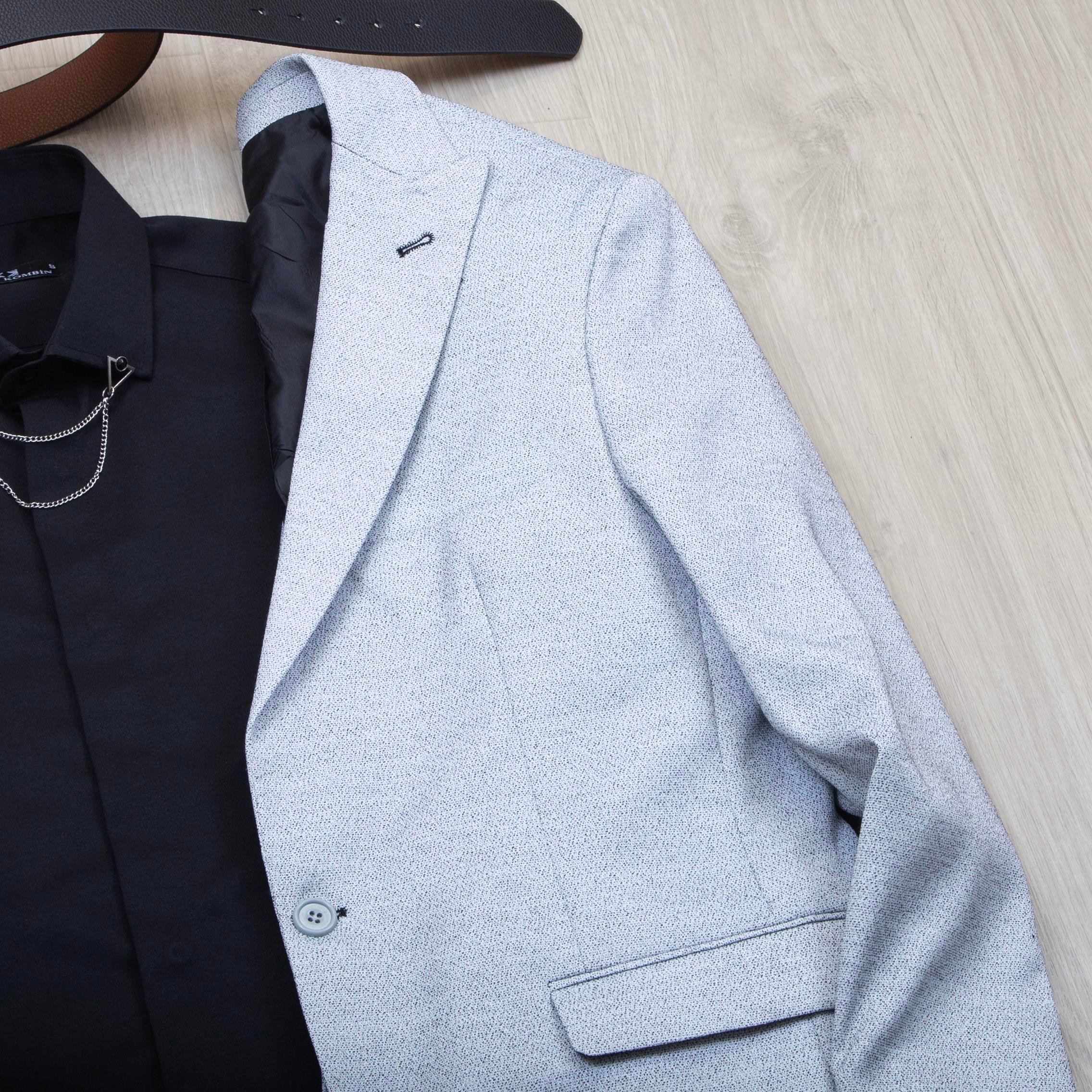 Beyaz Kırçıllı Blazer Ceket Gömlek Pantolon Ayakkabı Kombin