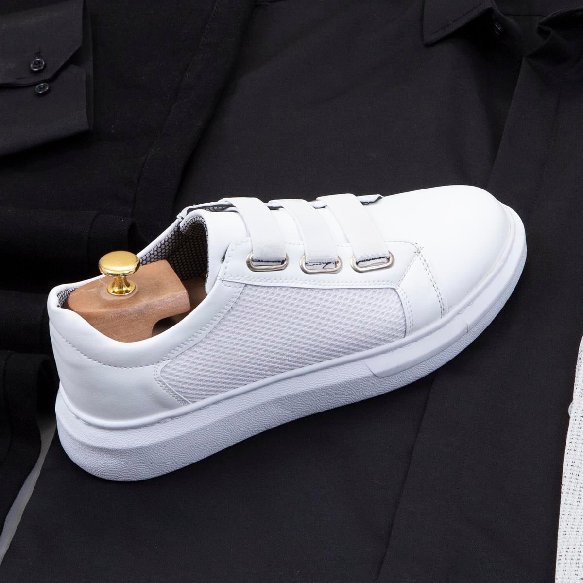 Beyaz Kırçıllı Blazer Ceket Gömlek Pantolon Ayakkabı Kombin