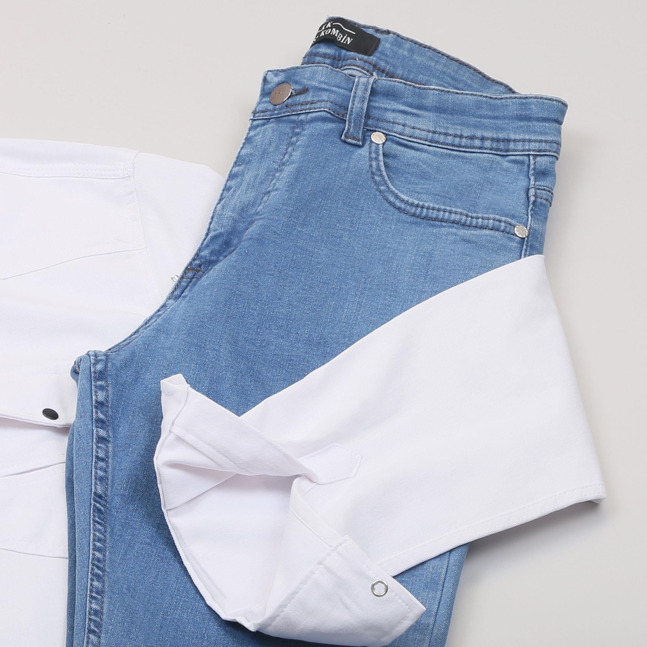 Beyaz Pamuklu Kot Gömlek Tişört Pantolon Ayakkabı Kombin