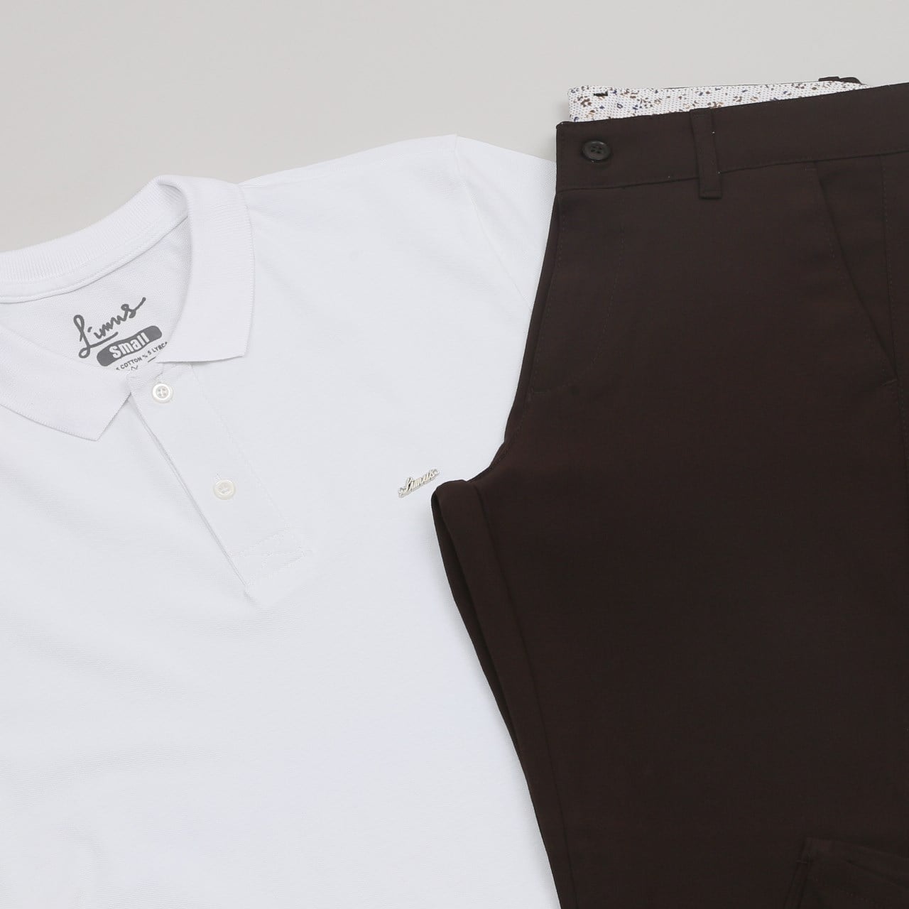 Beyaz Polo Yaka Tişört Kumaş Pantolon Kombini Erkek | Slim Fit Şık Günlük Set