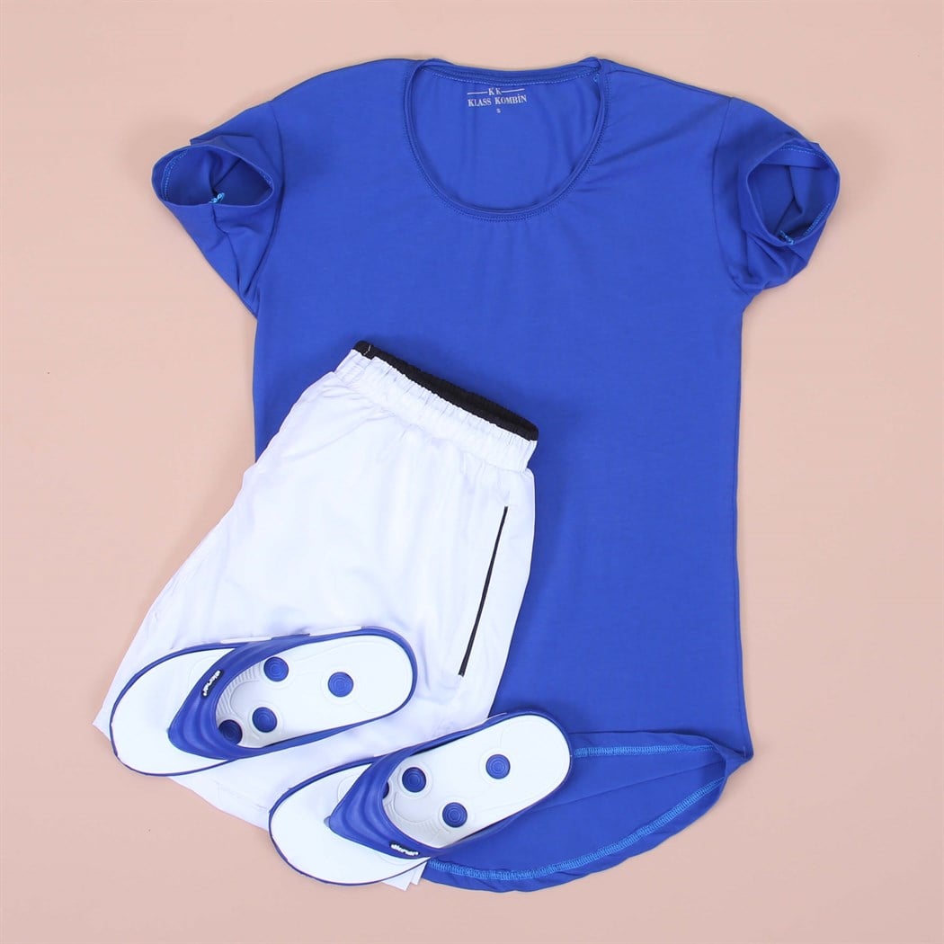 Beyaz Sort Tshirt Terlik Kombini