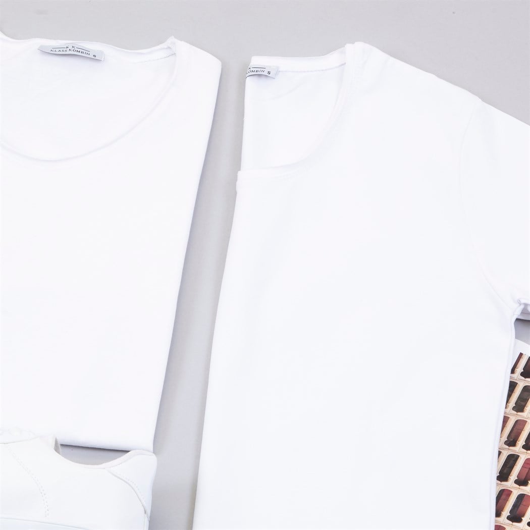 Beyaz Tişört Jogger Pantolon Ayakkabı Kombin