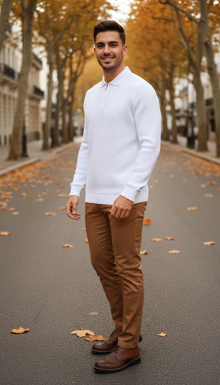 Beyaz triko Kazak Taba kumaş Pantolon