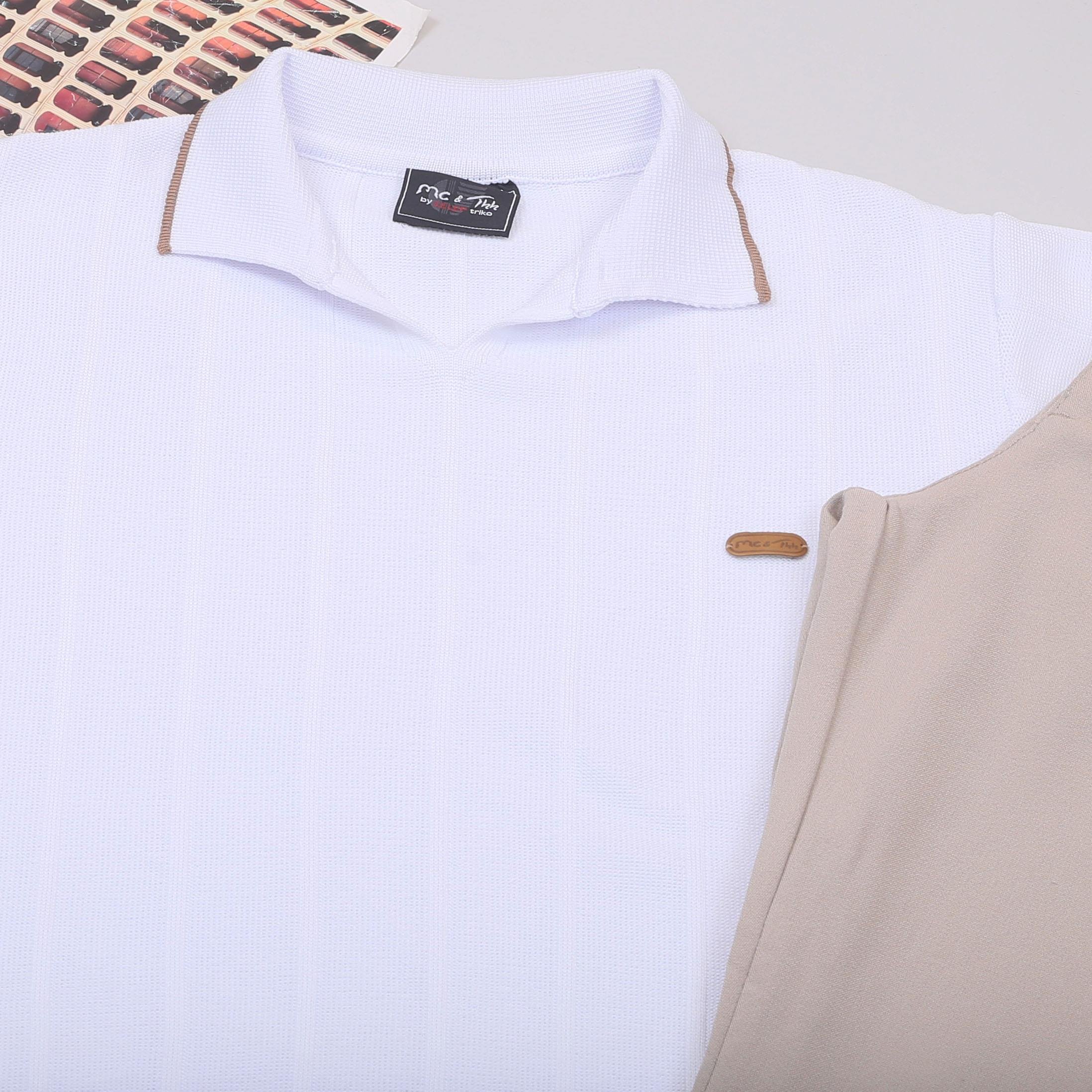 Beyaz Triko Polo Yaka Tişört Pantolon Ayakkabı Kombin