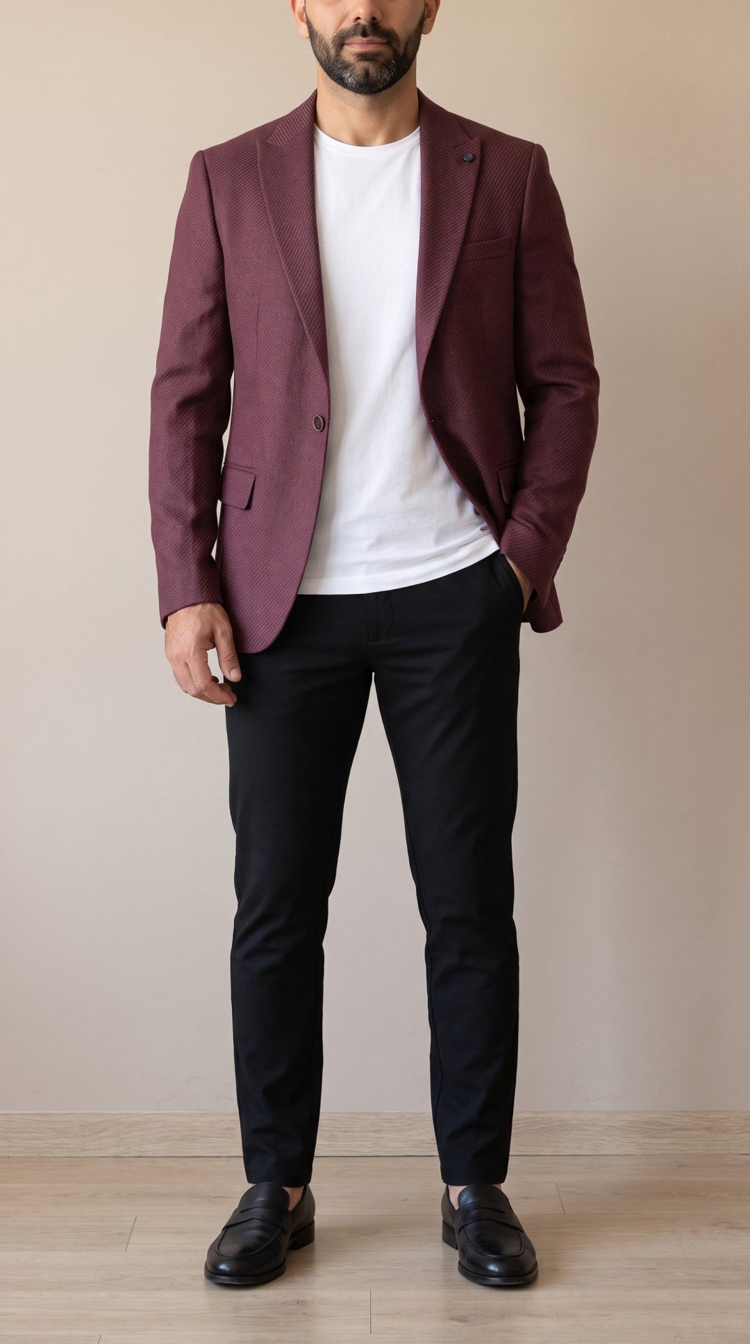 Bordo Blazer Tek Ceket Erkek | Slim Fit İndirimli Blazer