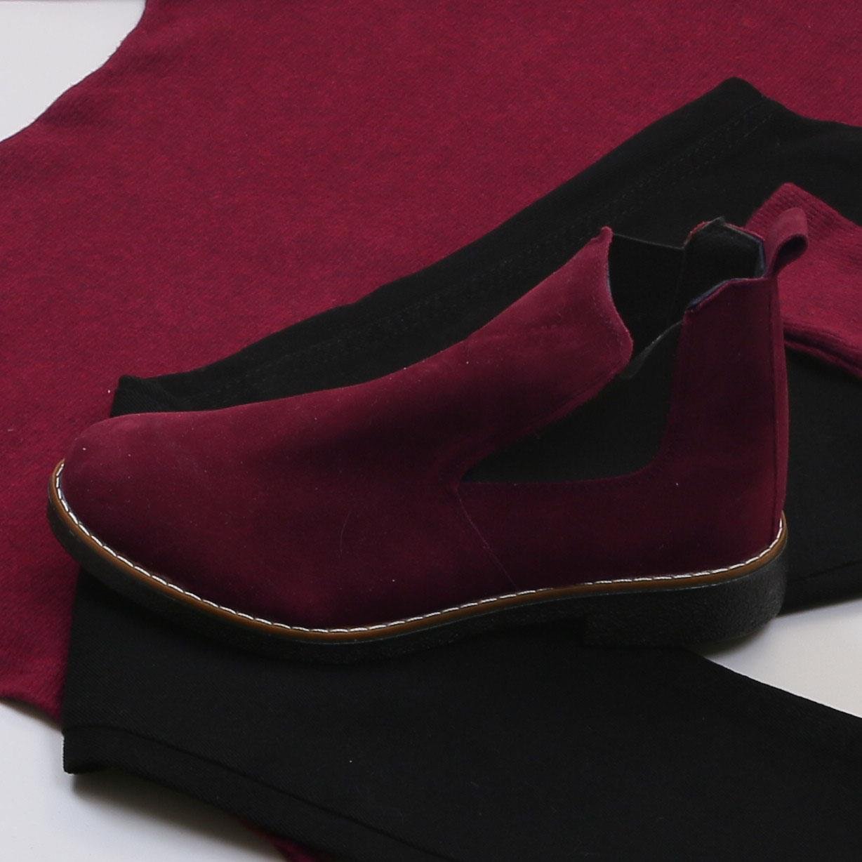 Bordo Boğazlı Body Kombini