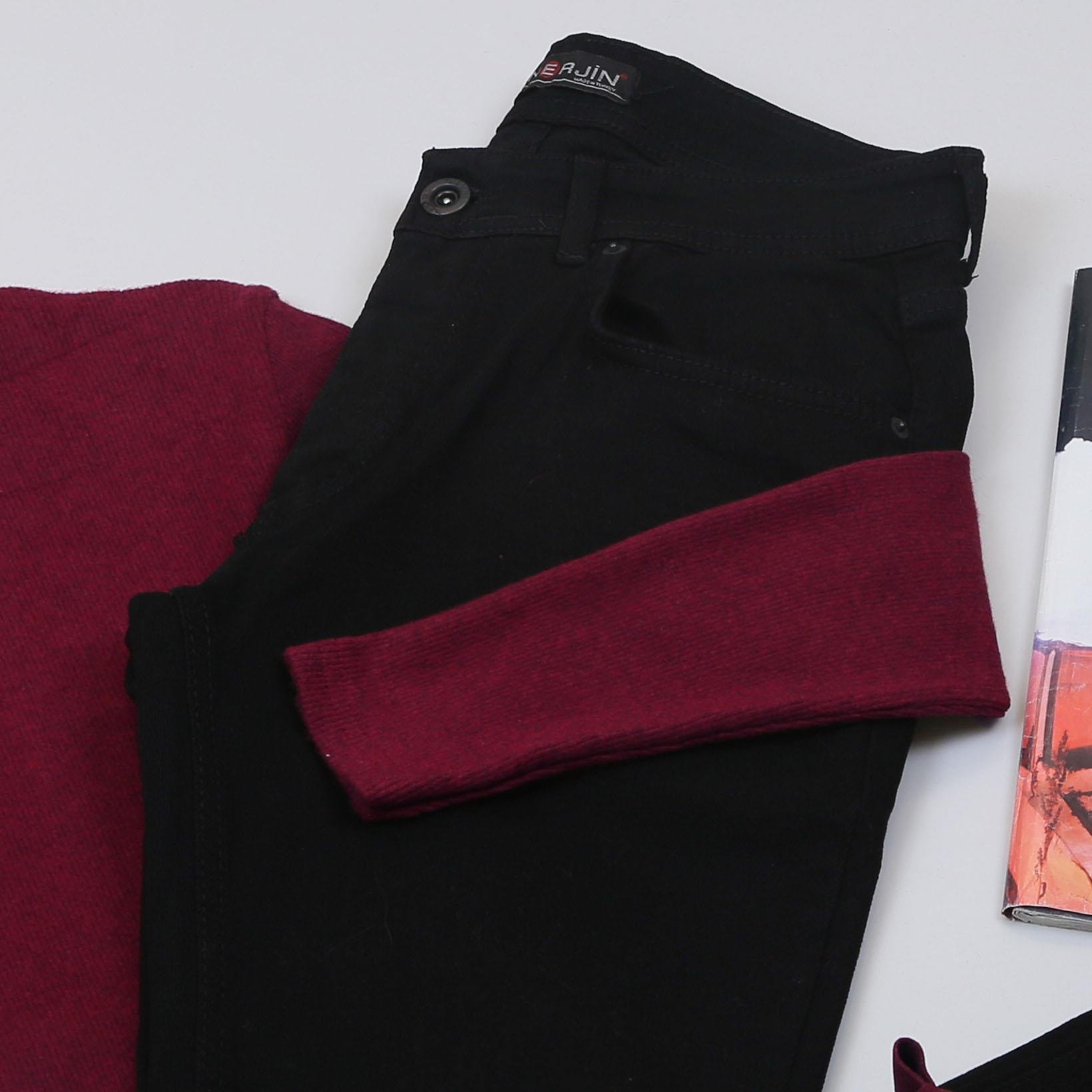 Bordo Boğazlı Body Pantolon Bot Kombin