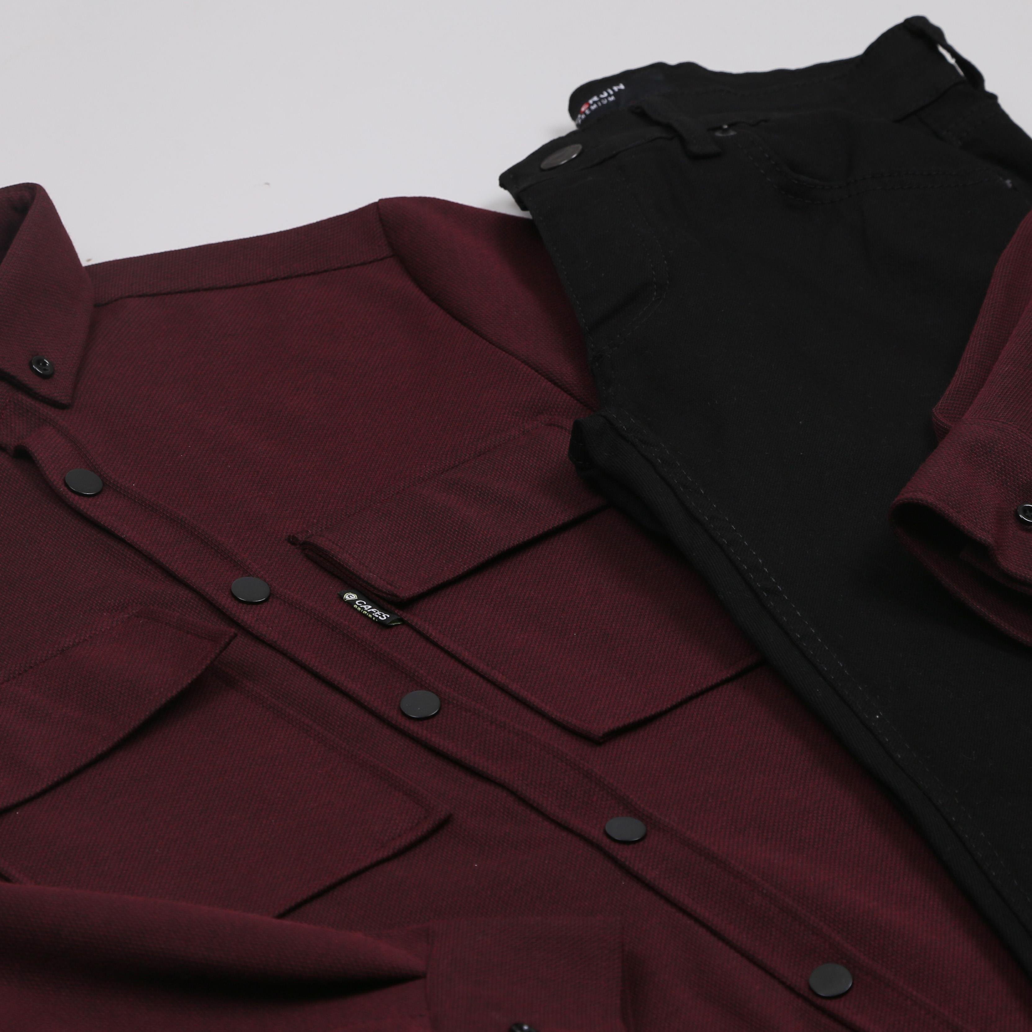 Bordo Cepli Gömlek Pantolon Ayakkabı Kombini