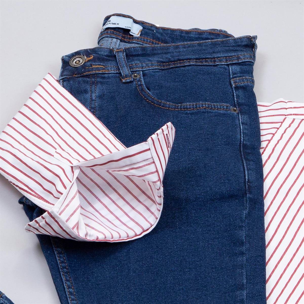 Bordo Çizgili Gömlek Pantolon Ayakkabı Kombin