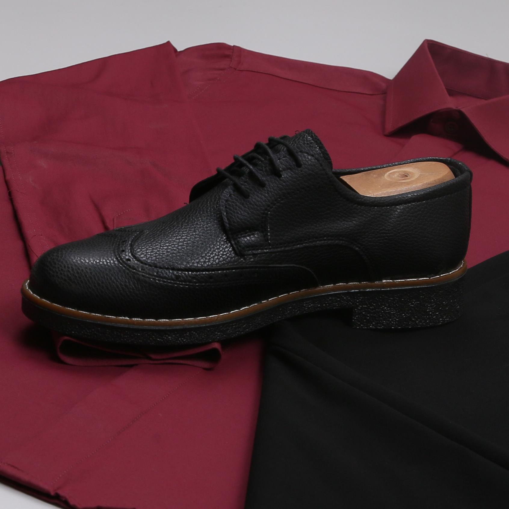 Bordo Gömlek Baggy Siyah kumaş Pantolon