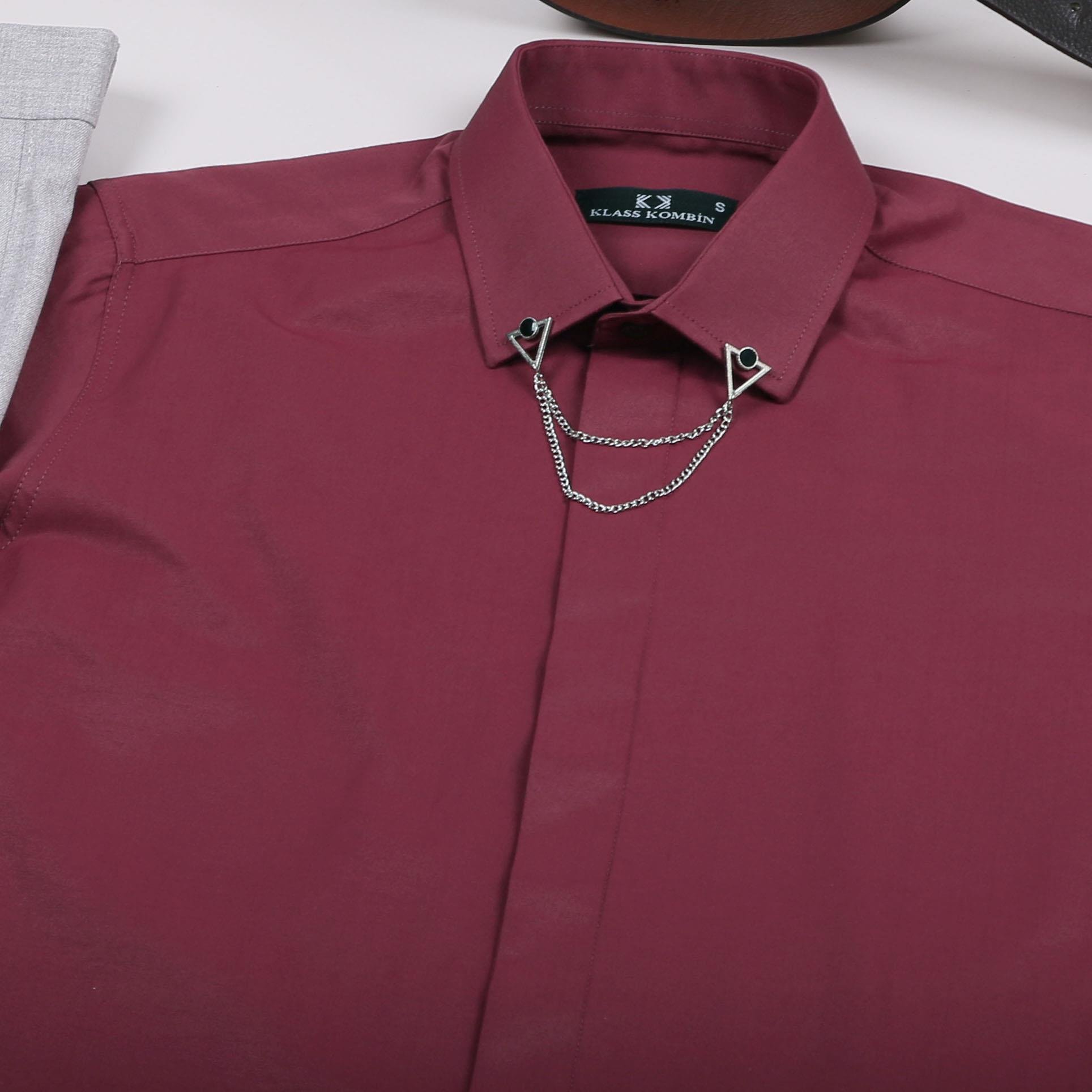 Bordo Gömlek Gri Pantolon Ayakkabı Kombin