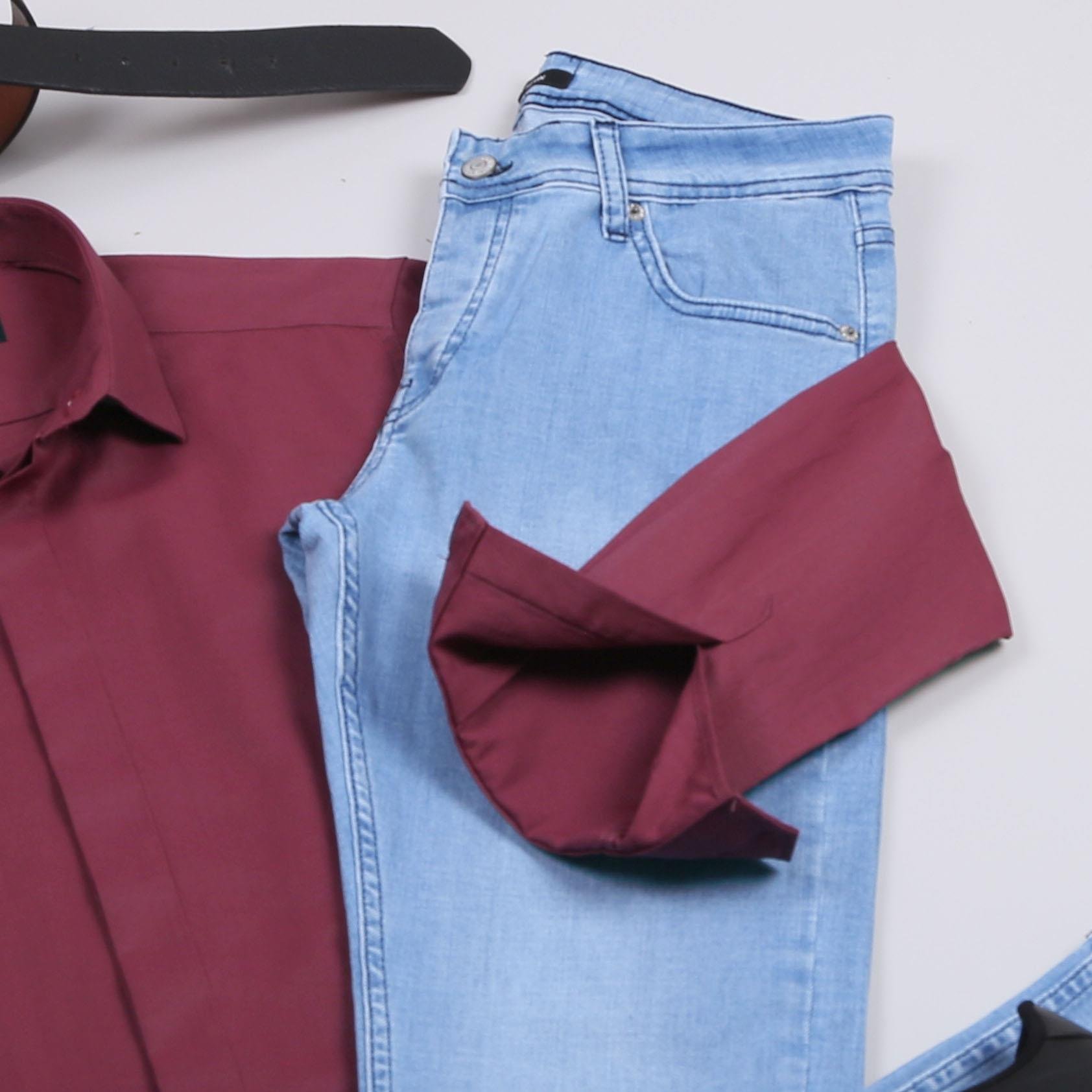 Bordo Gömlek Pantolon Ayakkabı Kombin