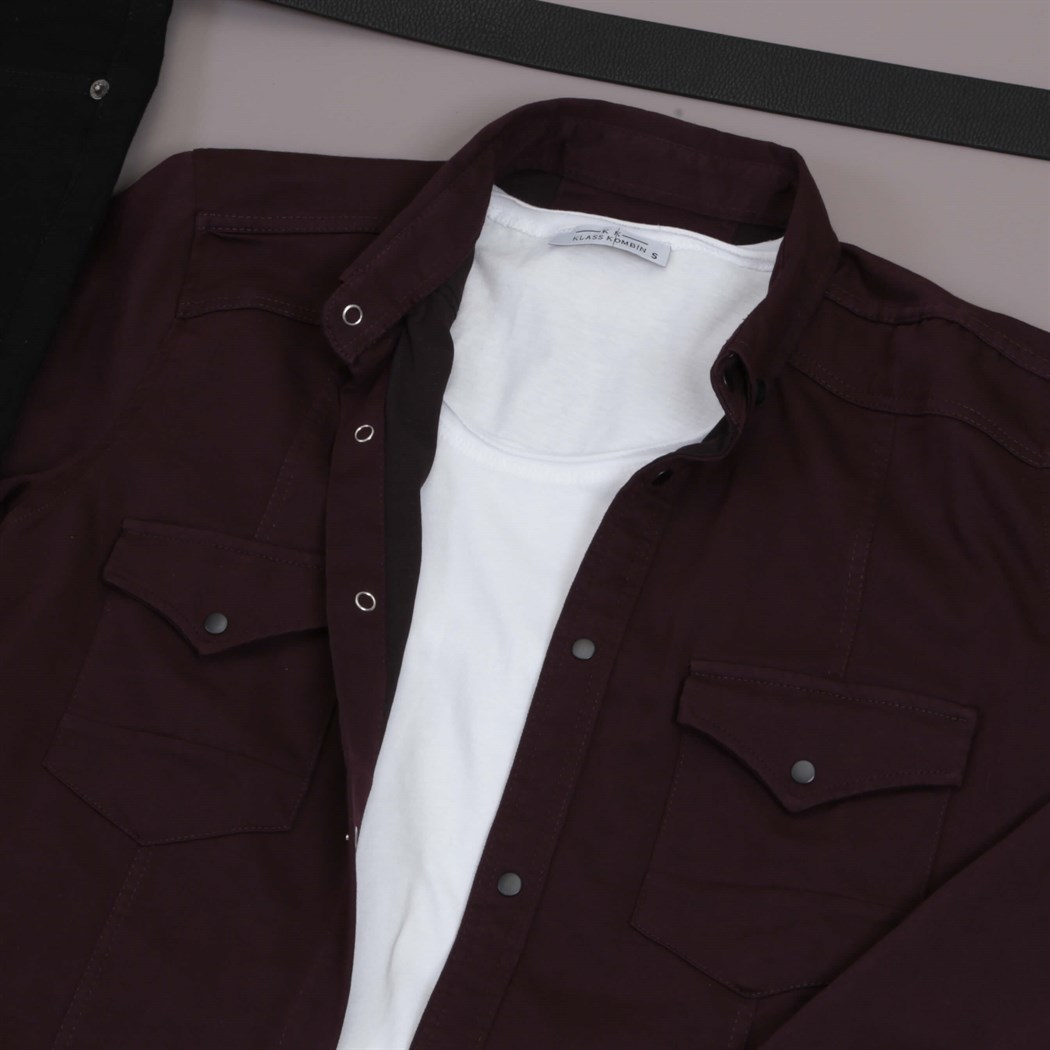 Bordo Gömlek Pantolon Ayakkabı Kombini