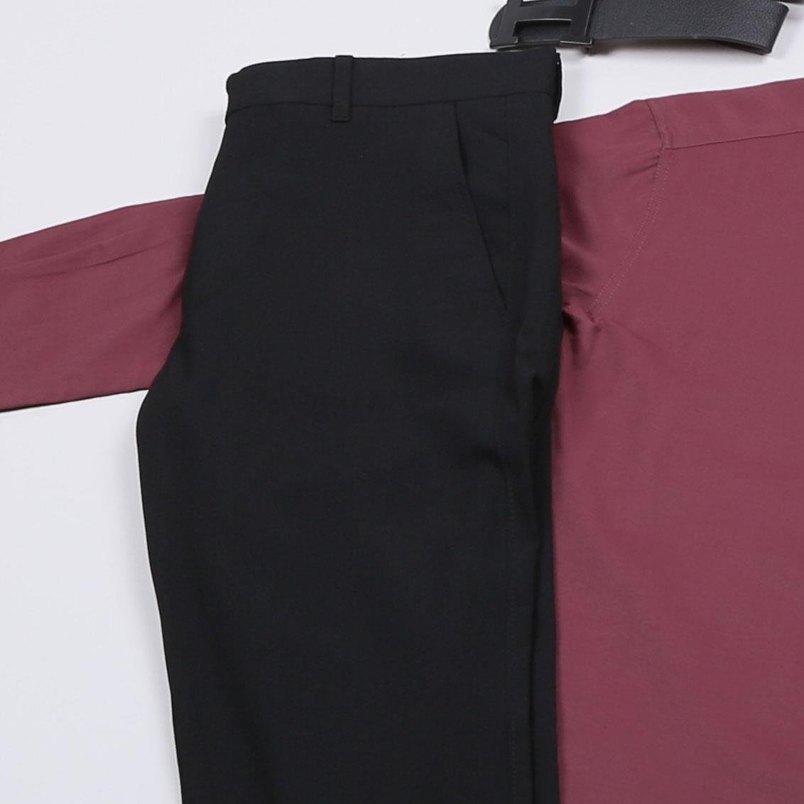 Bordo Gömlek Siyah Pantolon Ayakkabı Kombin