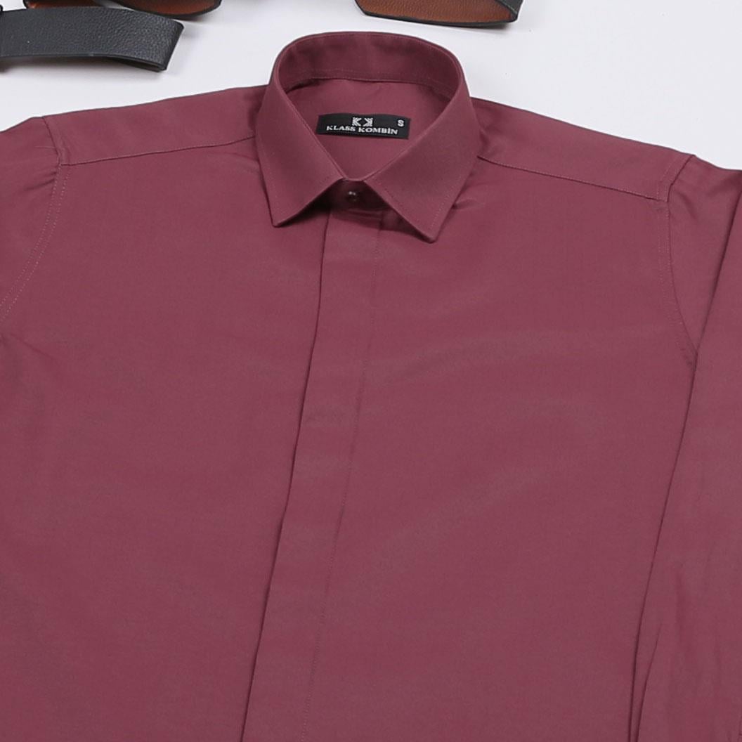 Bordo Gömlek Siyah Pantolon Ayakkabı Kombin