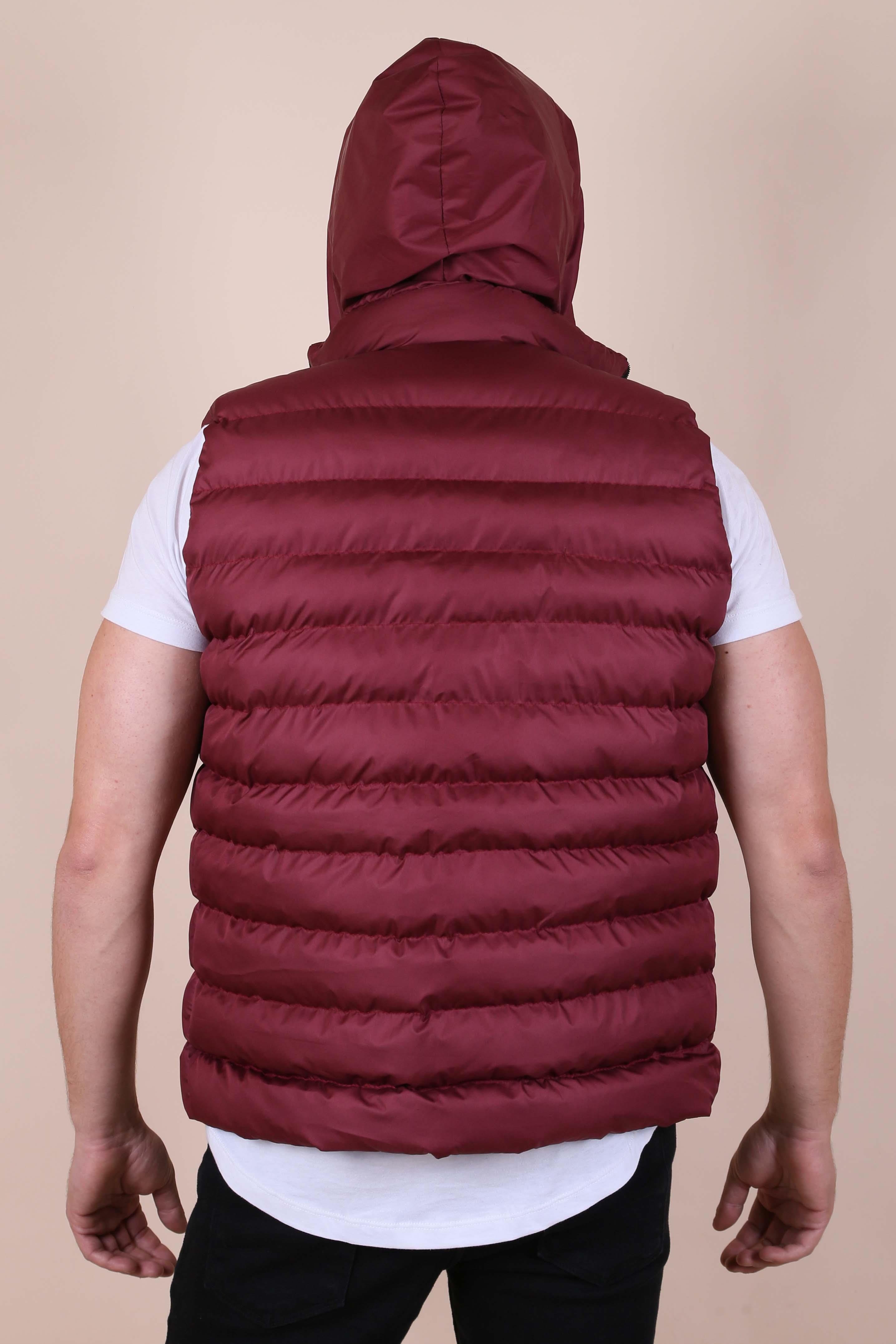 Bordo Kapşonlu Şişme Yelek