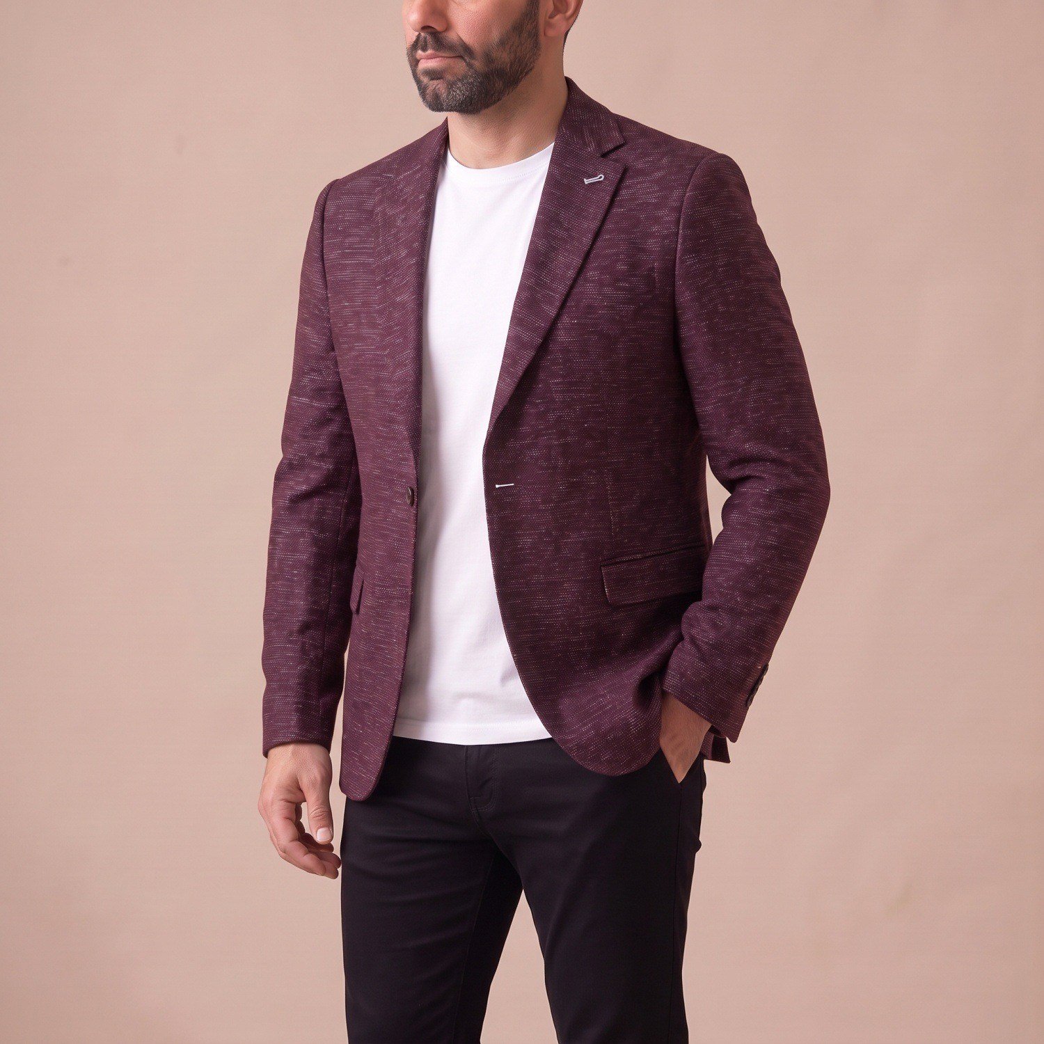 Bordo Kırçıllı Blazer Ceket Erkek