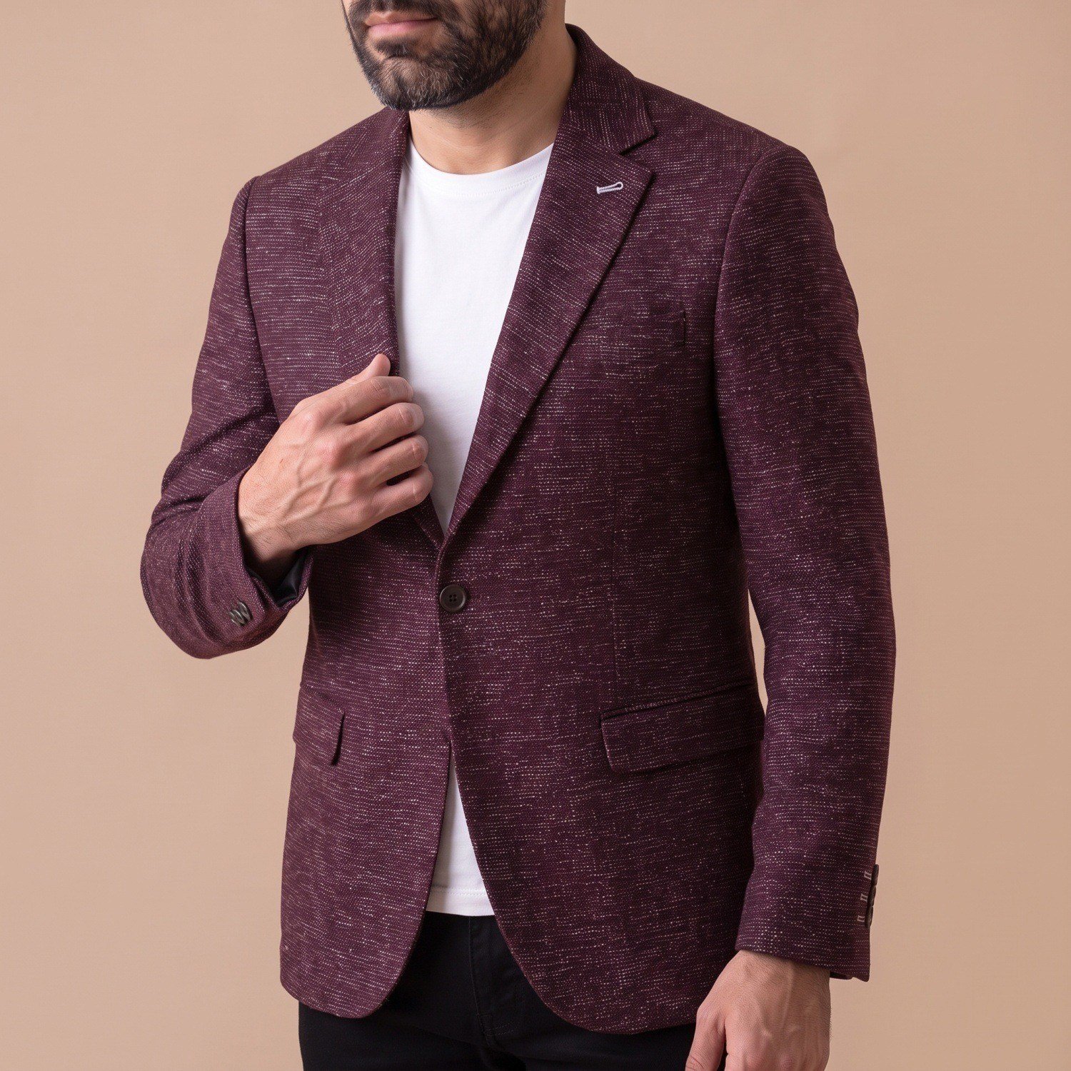 Bordo Kırçıllı Blazer Ceket Erkek