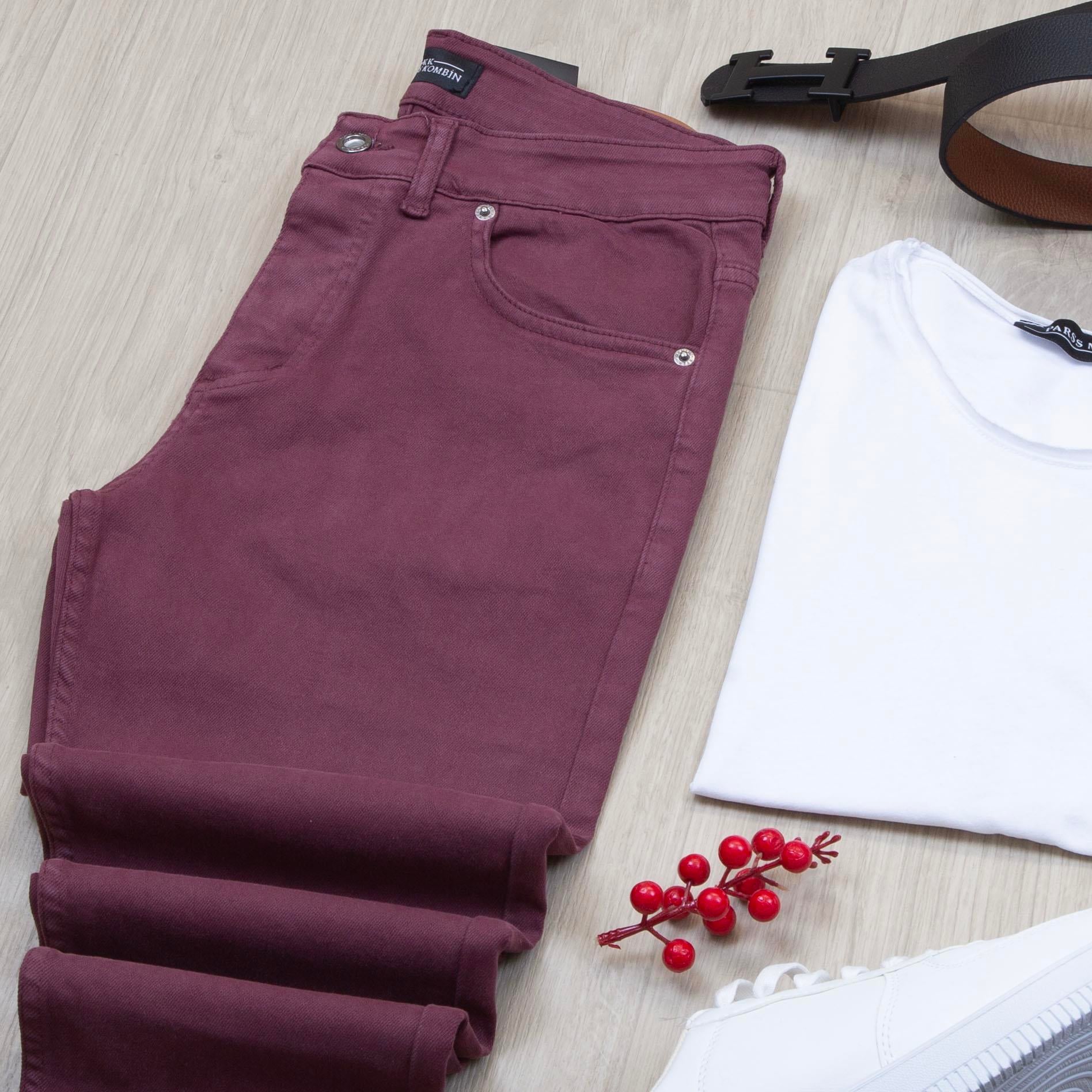 Bordo Kırçıllı Blazer Ceket Tişört Pantolon Ayakkabı Kombin