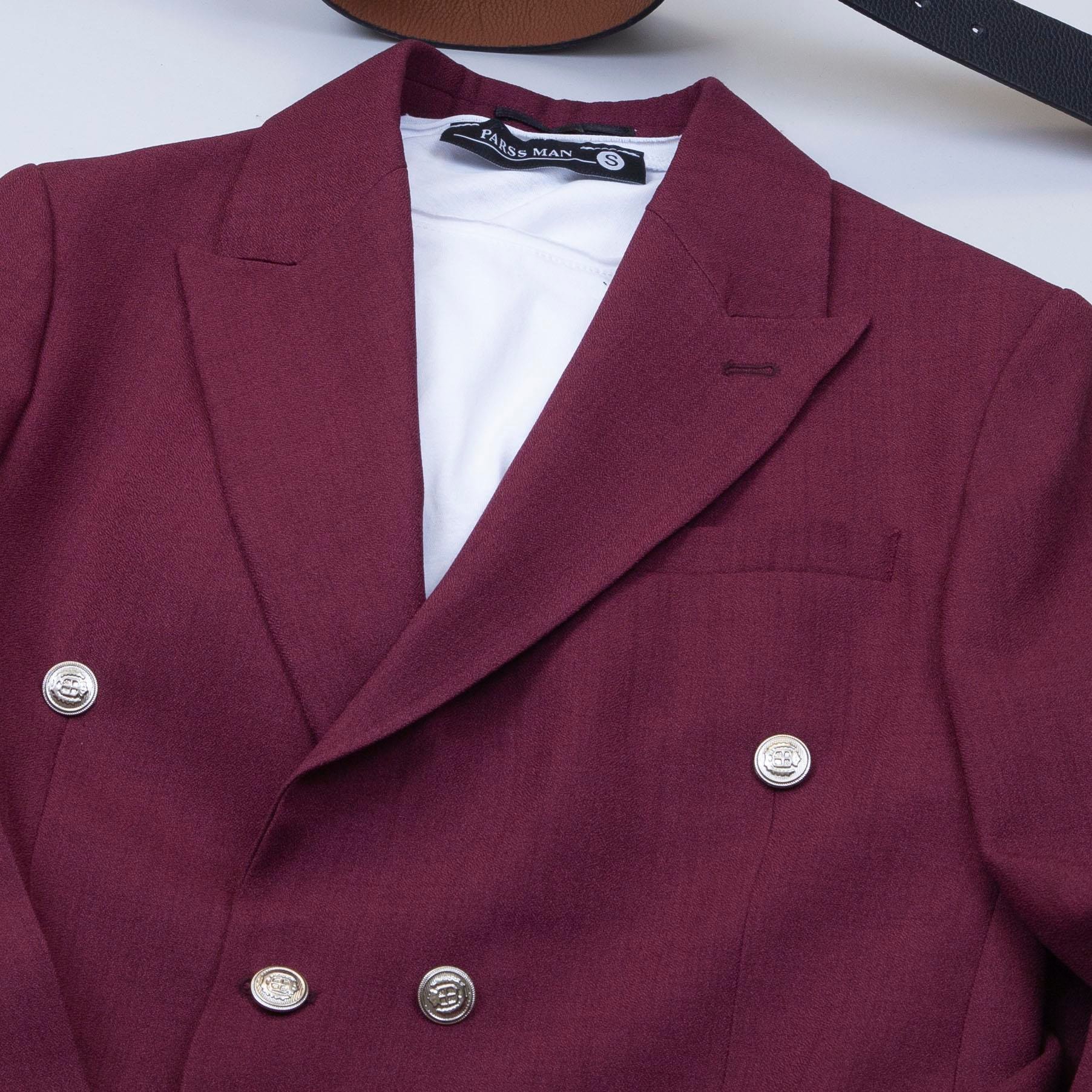 Bordo Kruvaze Takım Elbise Kombini