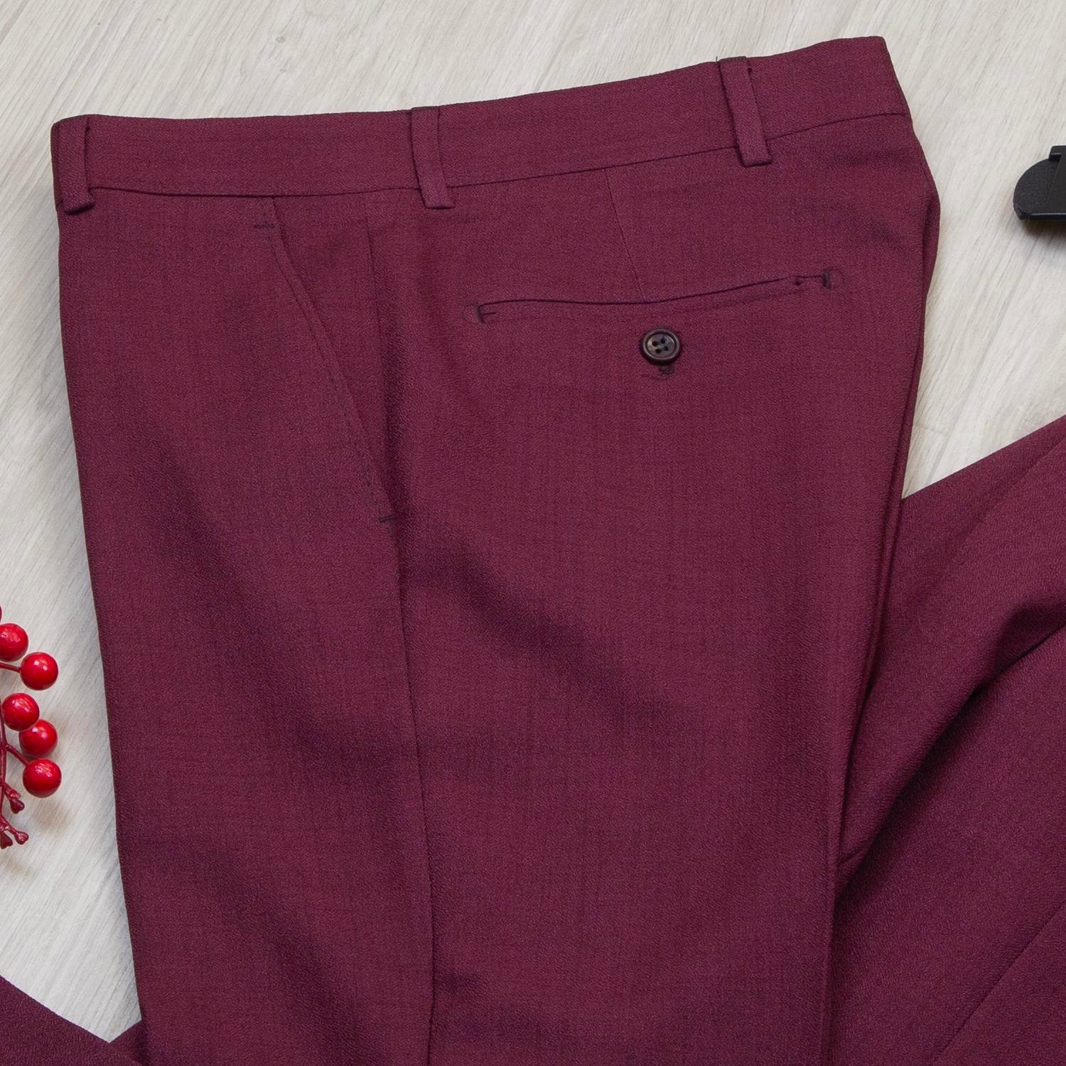 Bordo Kruvaze Takım Elbise Kombini