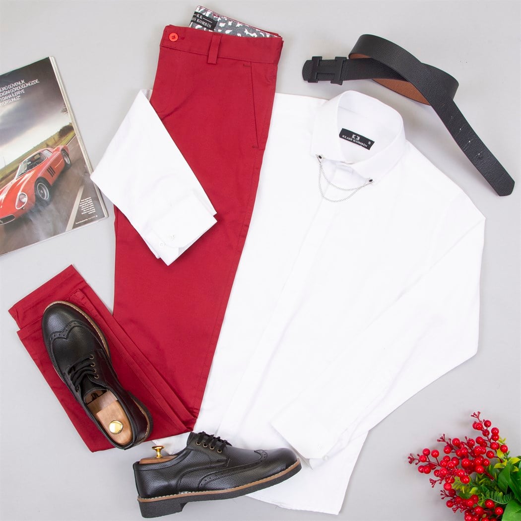 Su Yeşili Pantolon Gömlek Ayakkabı Kombin