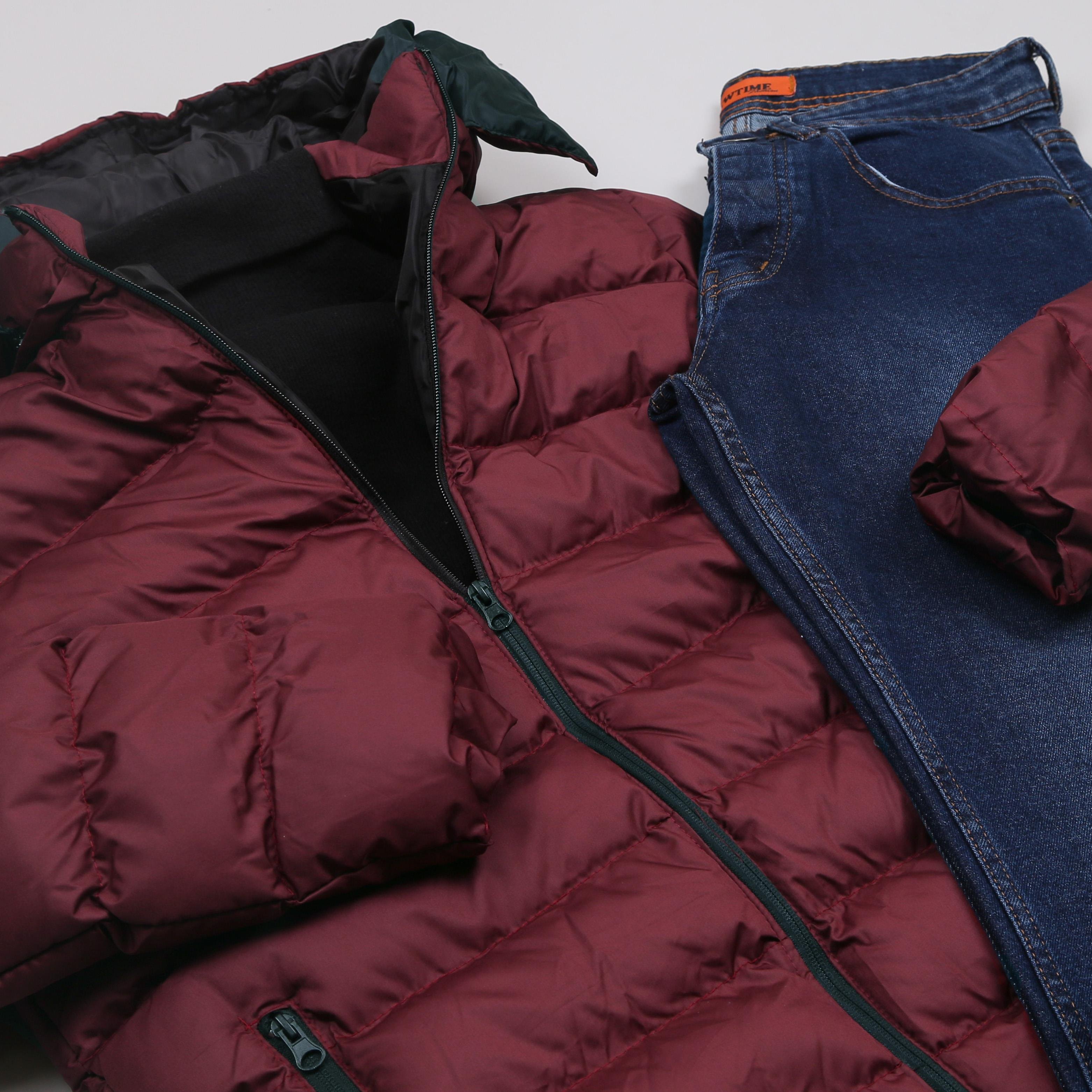 Bordo Şişme Mont Boğazlı Body Pantolon Bot Kombini