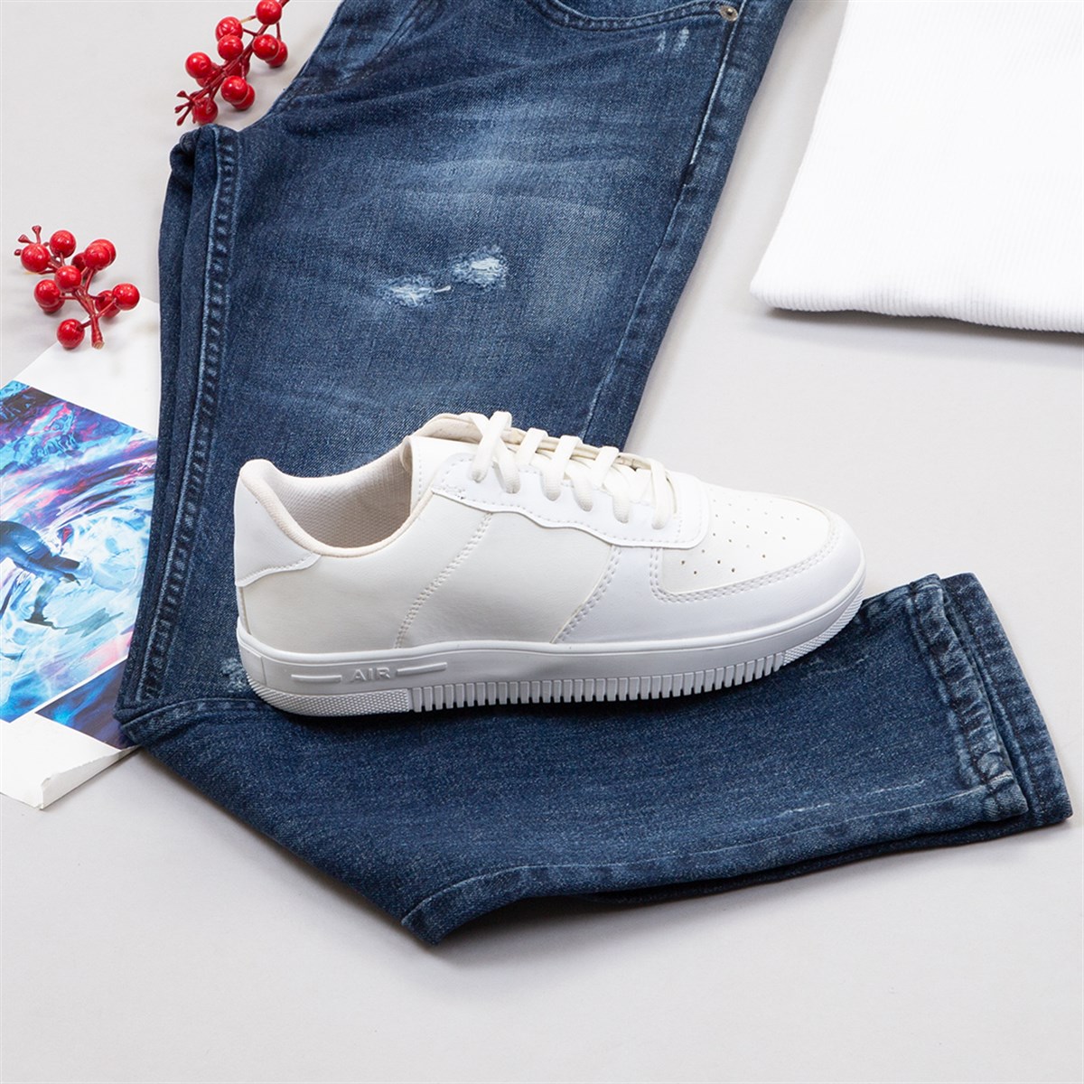 Bordo Şişme Yelek Boğazlı Kazak Pantolon Ayakkabı Kombin