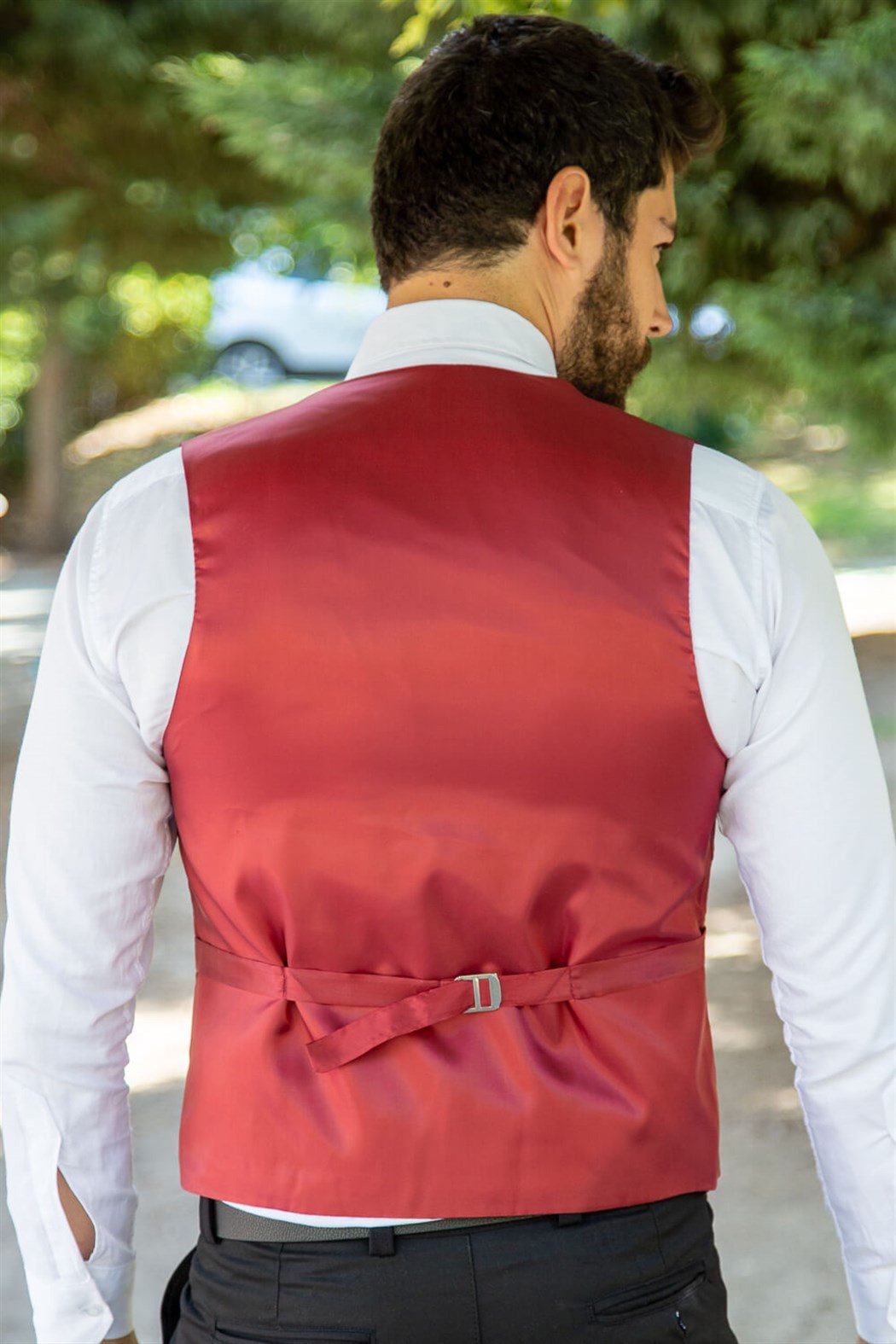 Bordo standart yaka zincirli model klasik yelek