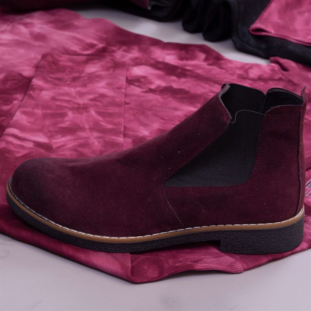 Bordo Sweat Pantolon Bot Kombin