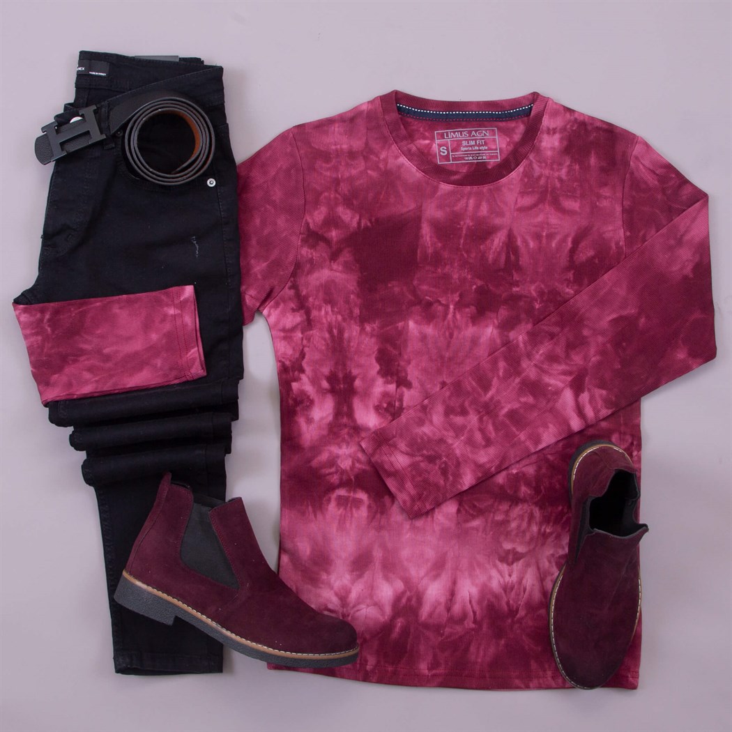 Bordo Sweat Pantolon Bot Kombin