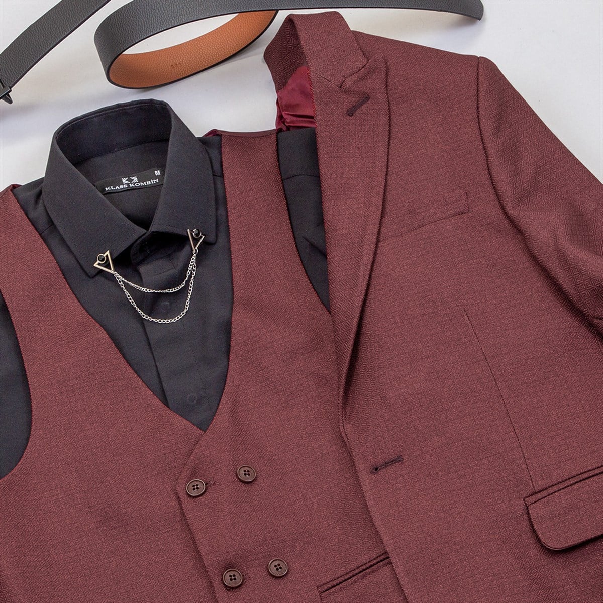 Bordo Takım Elbise Kombini