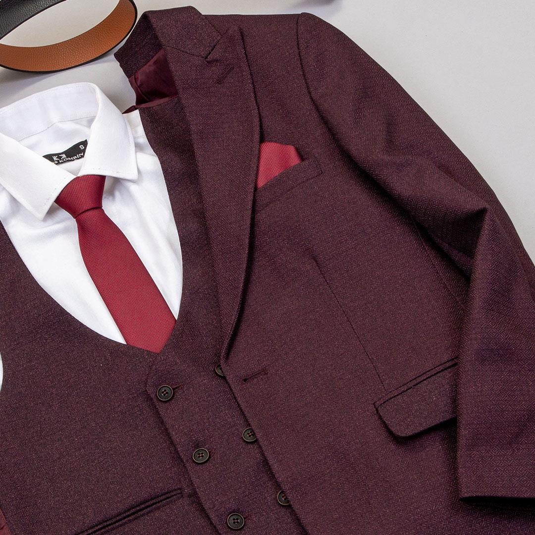 Bordo Takım Elbise Kombini