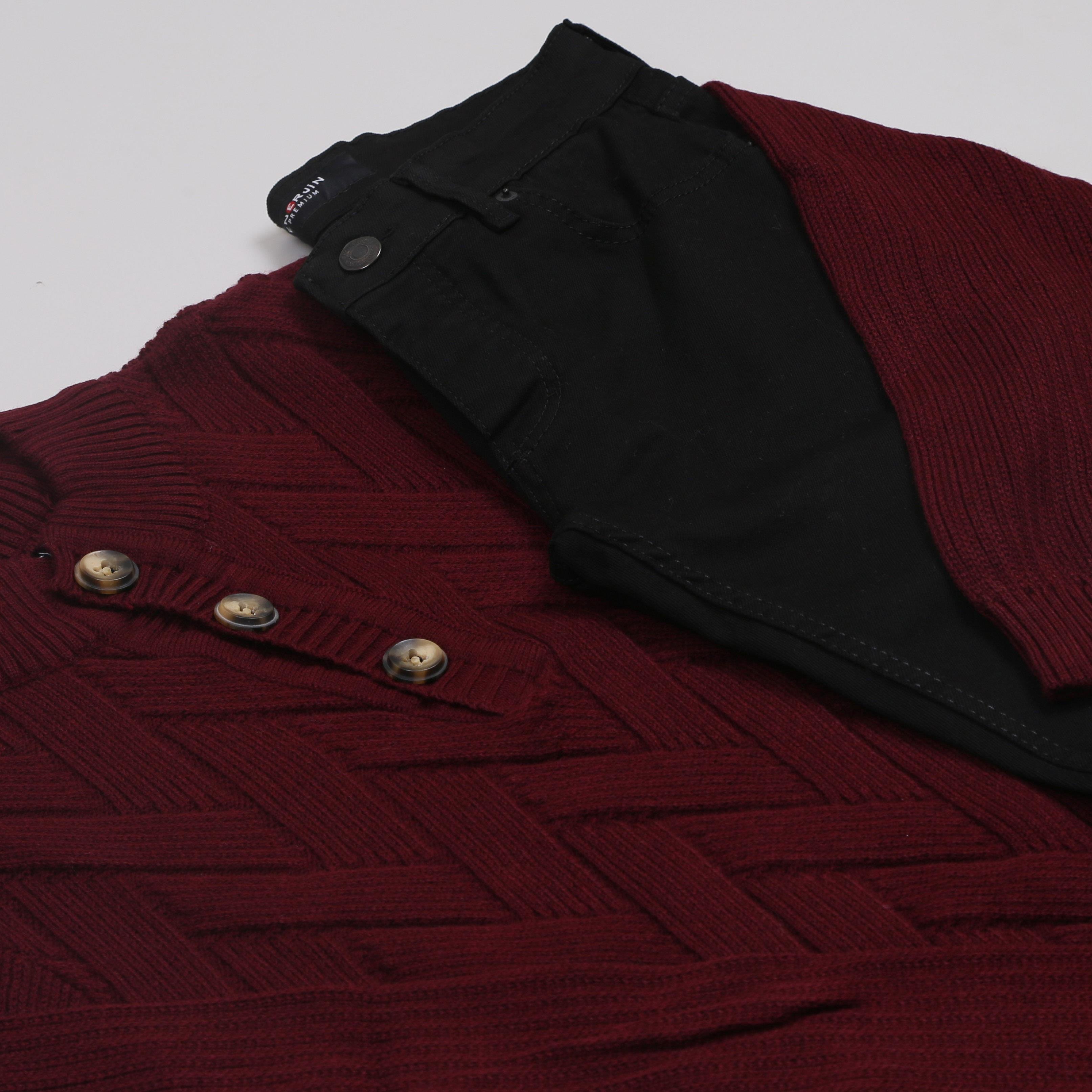 Bordo Triko Kazak Kot Pantolon Bot Kombini