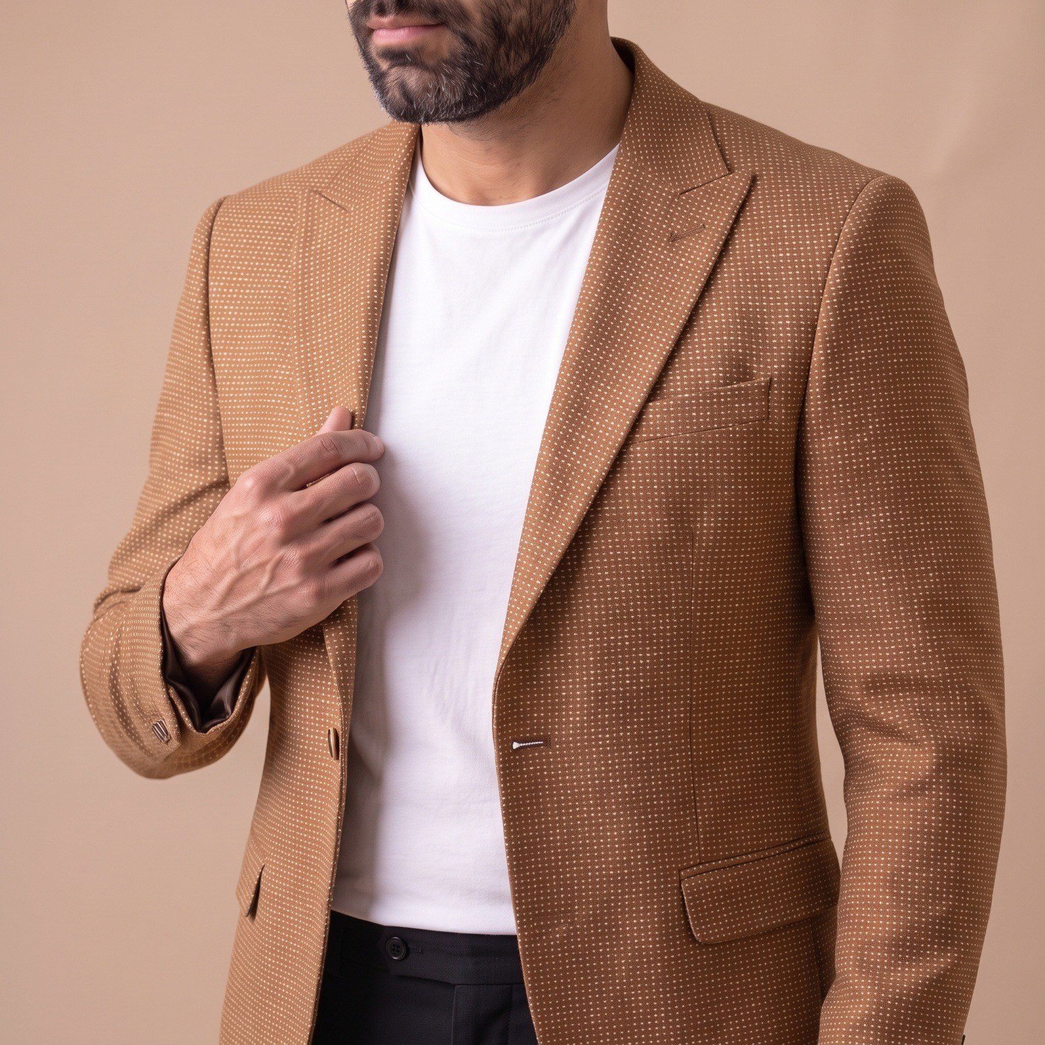 Camel Kırçıllı Blazer Ceket Erkek