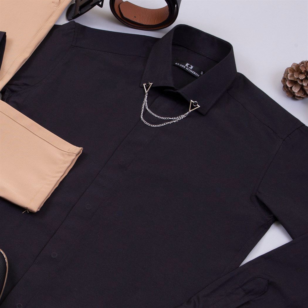 Camel Kumaş Pantolon Gömlek Ayakkabı Kombin