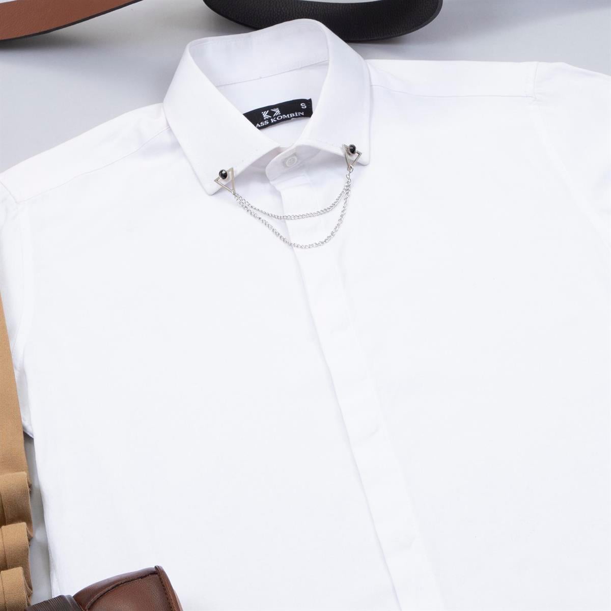 Camel Pantolon Beyaz Gömlek Ayakkabı Kombin