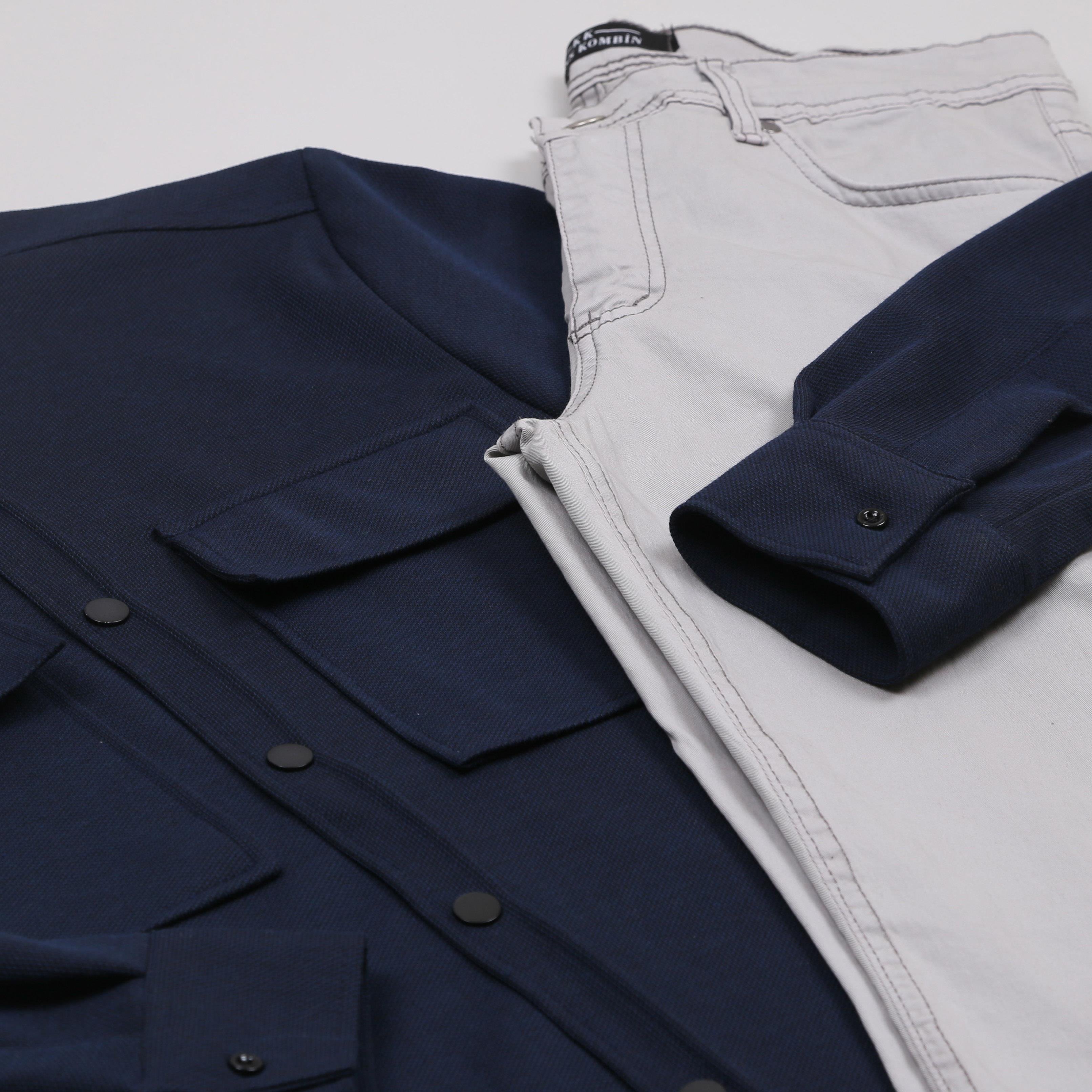 Cepli Lacivert Gömlek Pantolon Bot Kombini