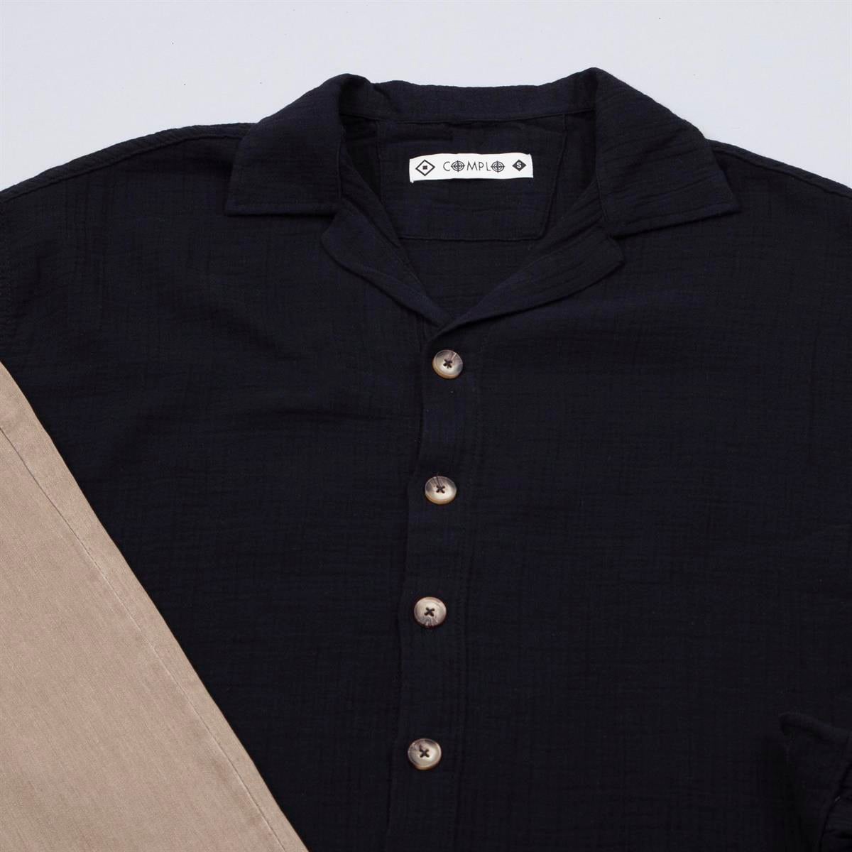 Çift Cepli Siyah Gömlek Pantolon Ayakkabı Kombin