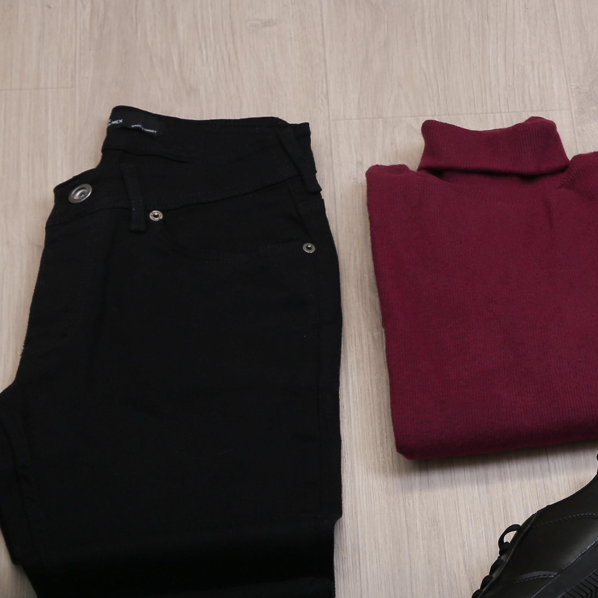 Çıkarılabilir Kapşonlu Bordo Şişme Yelek Boğazlı Body Pantolon Ayakkabı Kombin