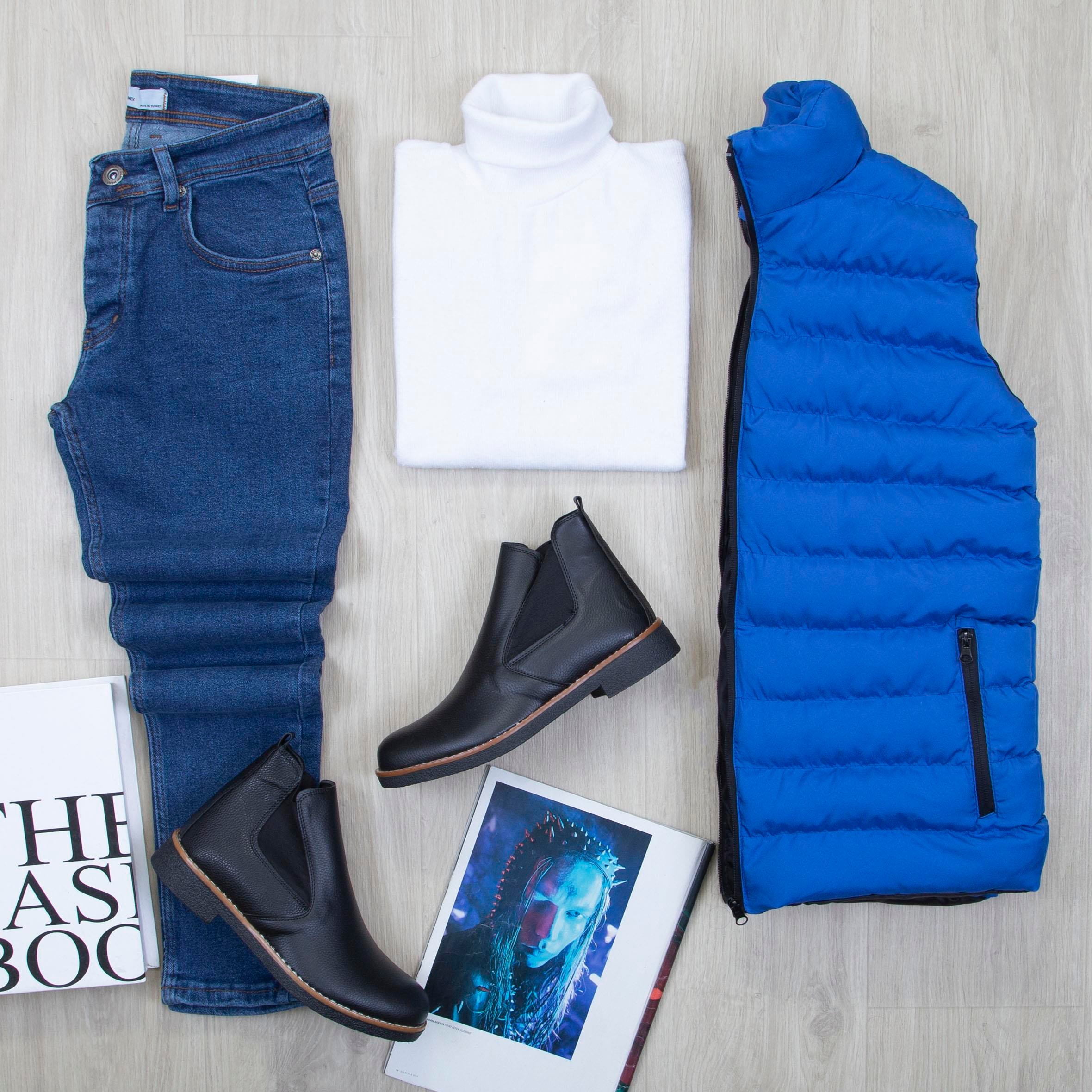 Çıkarılabilir Kapşonlu Şişme Yelek Boğazlı Body Pantolon Bot Kombin