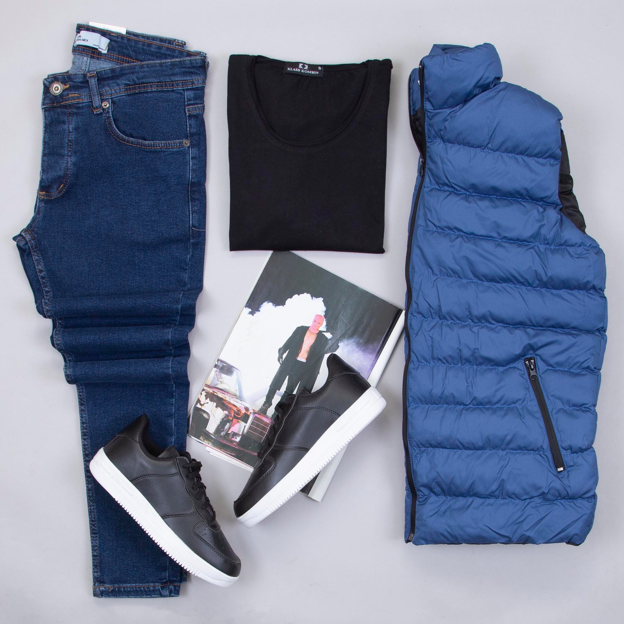 Çıkarılabilir Kapşonlu Şişme Yelek Tişört Pantolon Ayakkabı Kombin