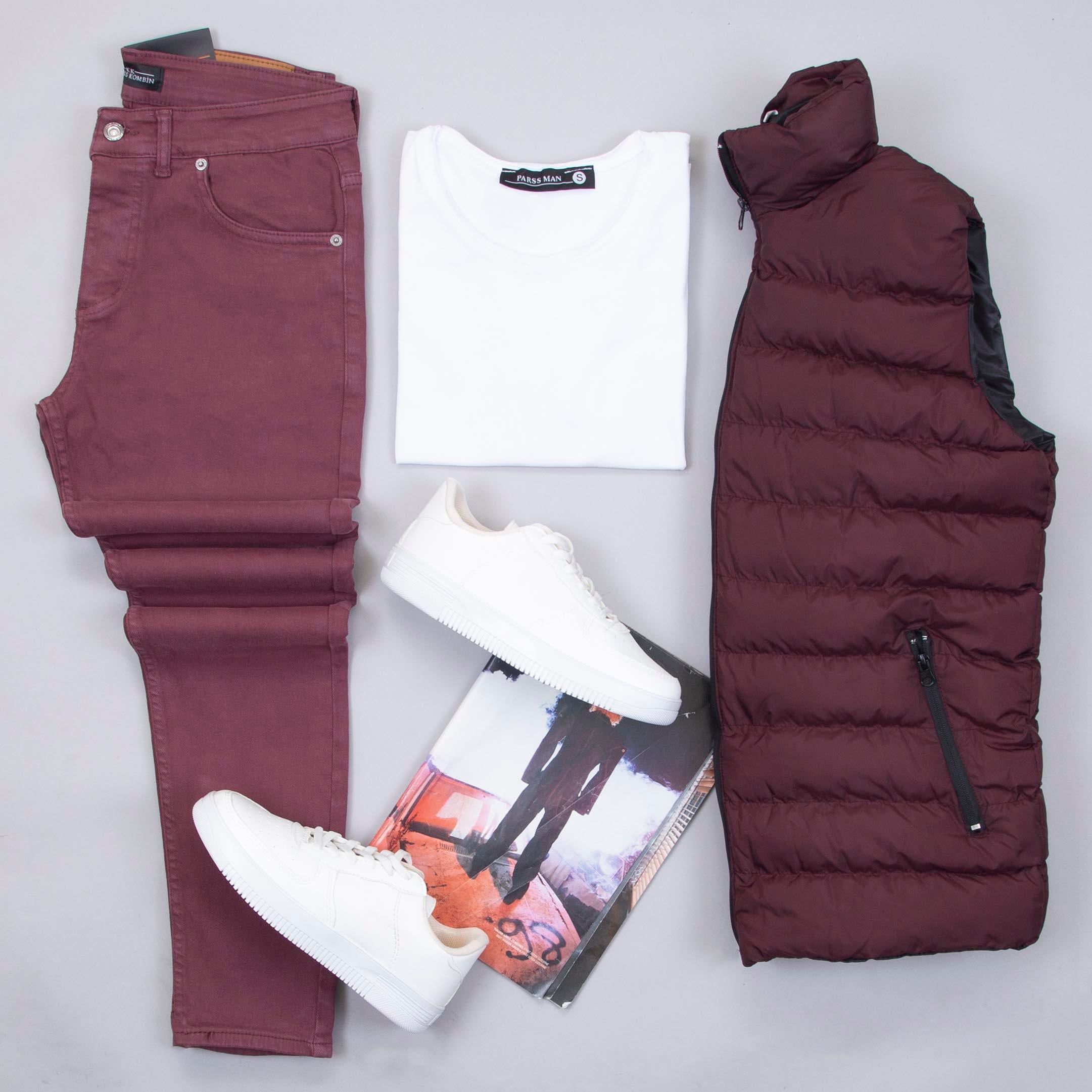 Çıkarılabilir Kapşonlu Şişme Yelek Tişört Pantolon Ayakkabı Kombin