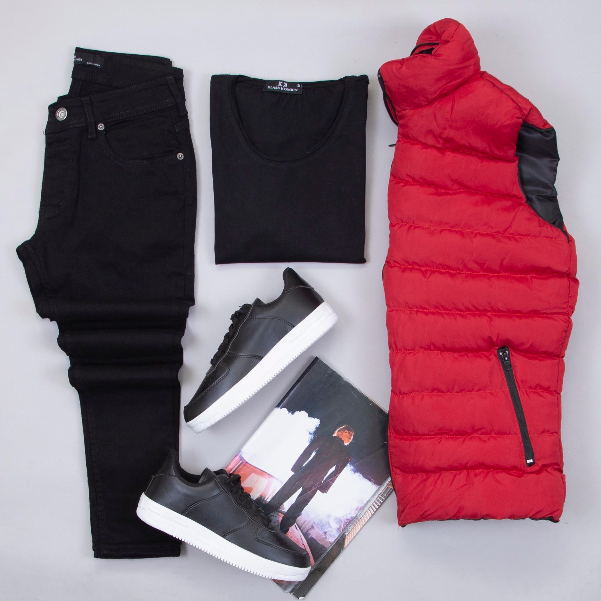 Çıkarılabilir Kapşonlu Şişme Yelek Tişört Pantolon Ayakkabı Kombin