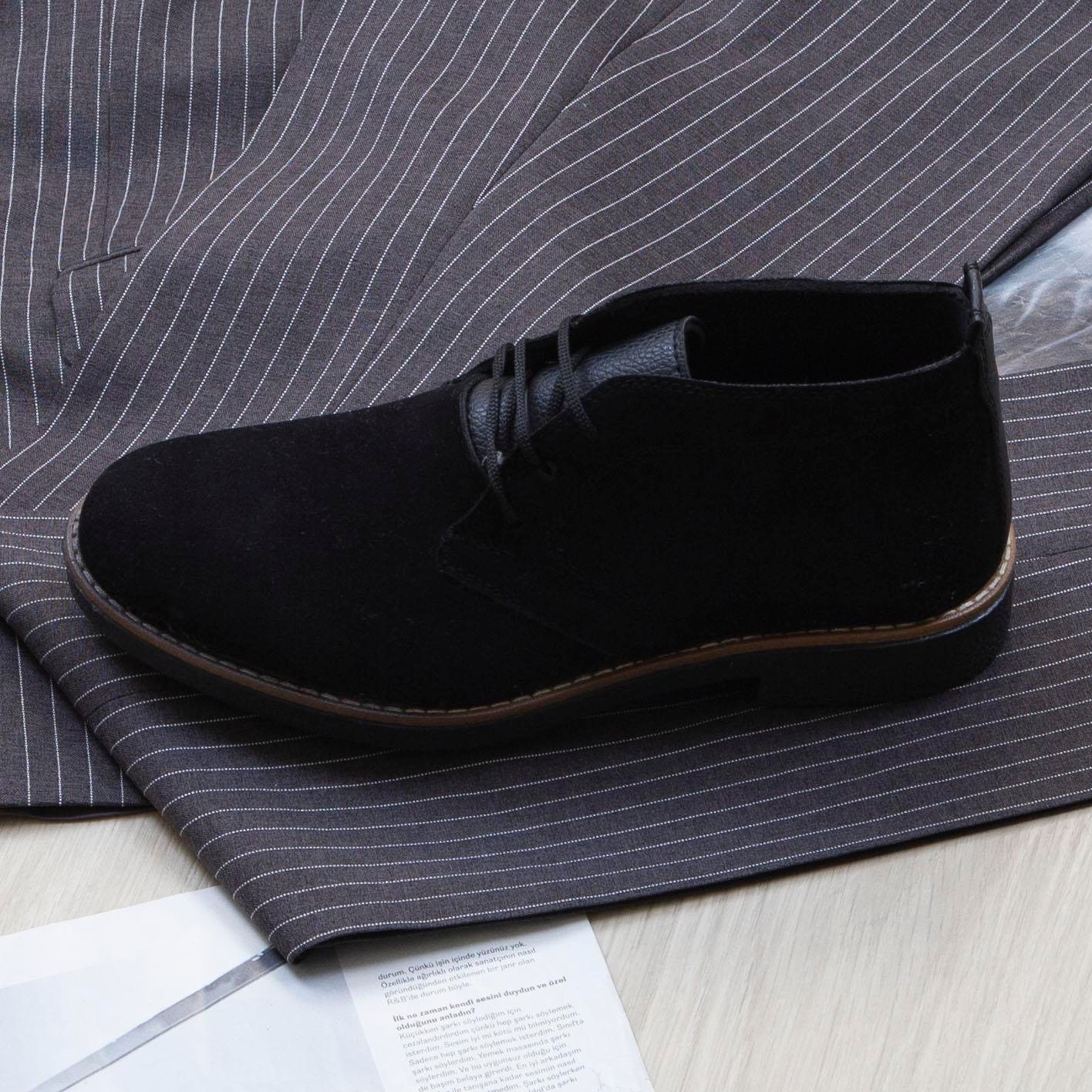 Çizgili Füme Kruvaze Takım Elbise Kombini